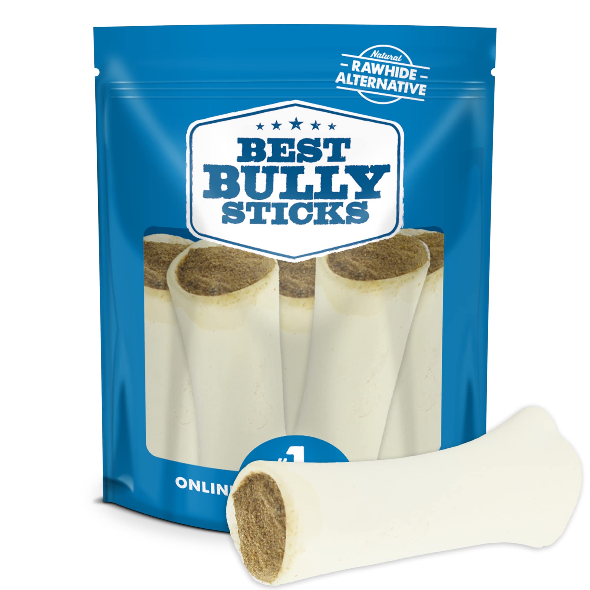 Best Bully Sticks 5-6 Inch Peanut Butter Filled Shin Bones for Dogs - 5 Count (Pack of 1) - Easily Digestible, Long-Lasting, Ref