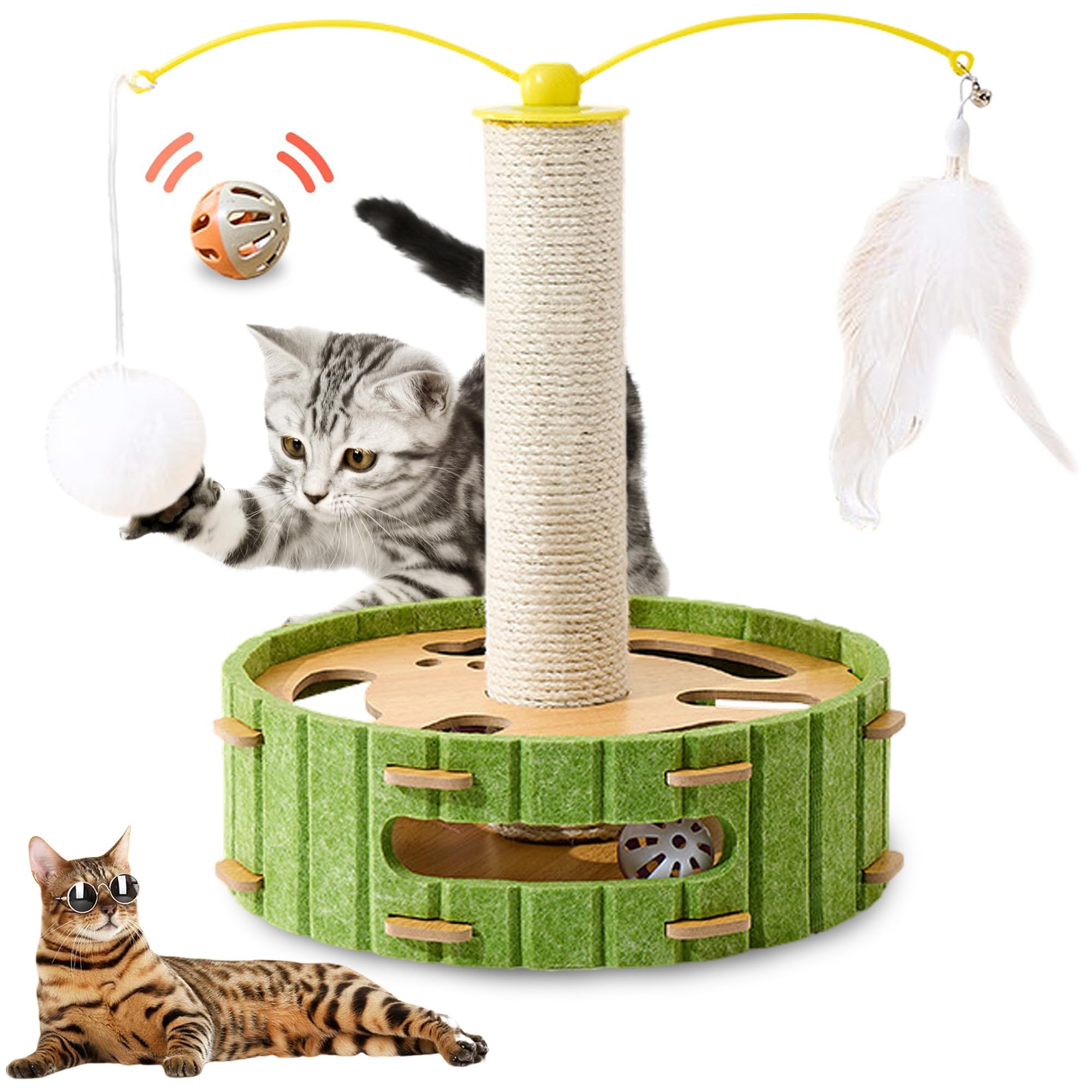 Superpaws Cat Puzzle Toys Interactive Cat Dancer For Indoor Cats Teasing Box With Squeaky Toys And Scratching Felt,Kitten Track 