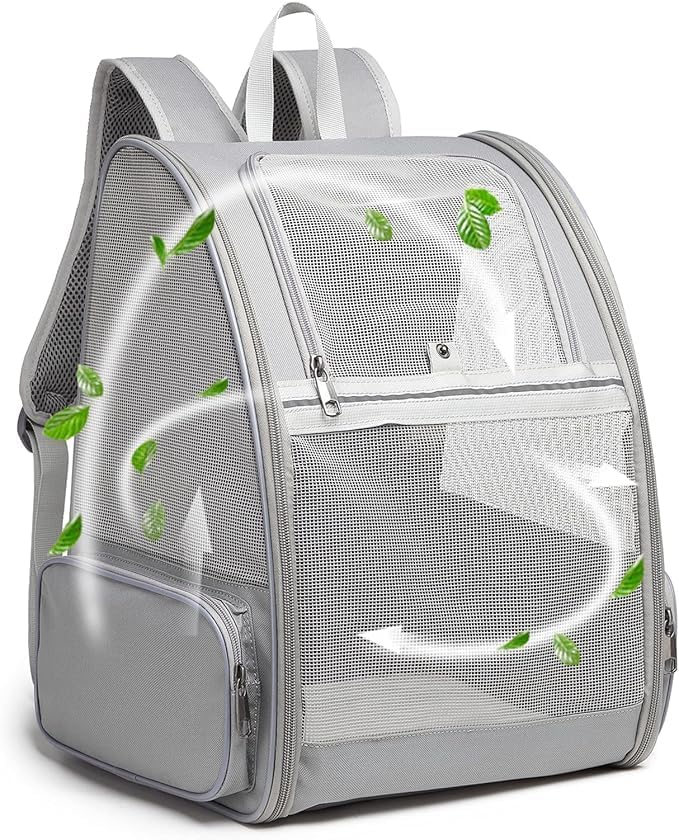 OHMO Pet Backpack Carrier for Cats & Small Dogs, Transparent Bubble Window Travel Bag, AirlineFriendly, Breathable Ventilated D
