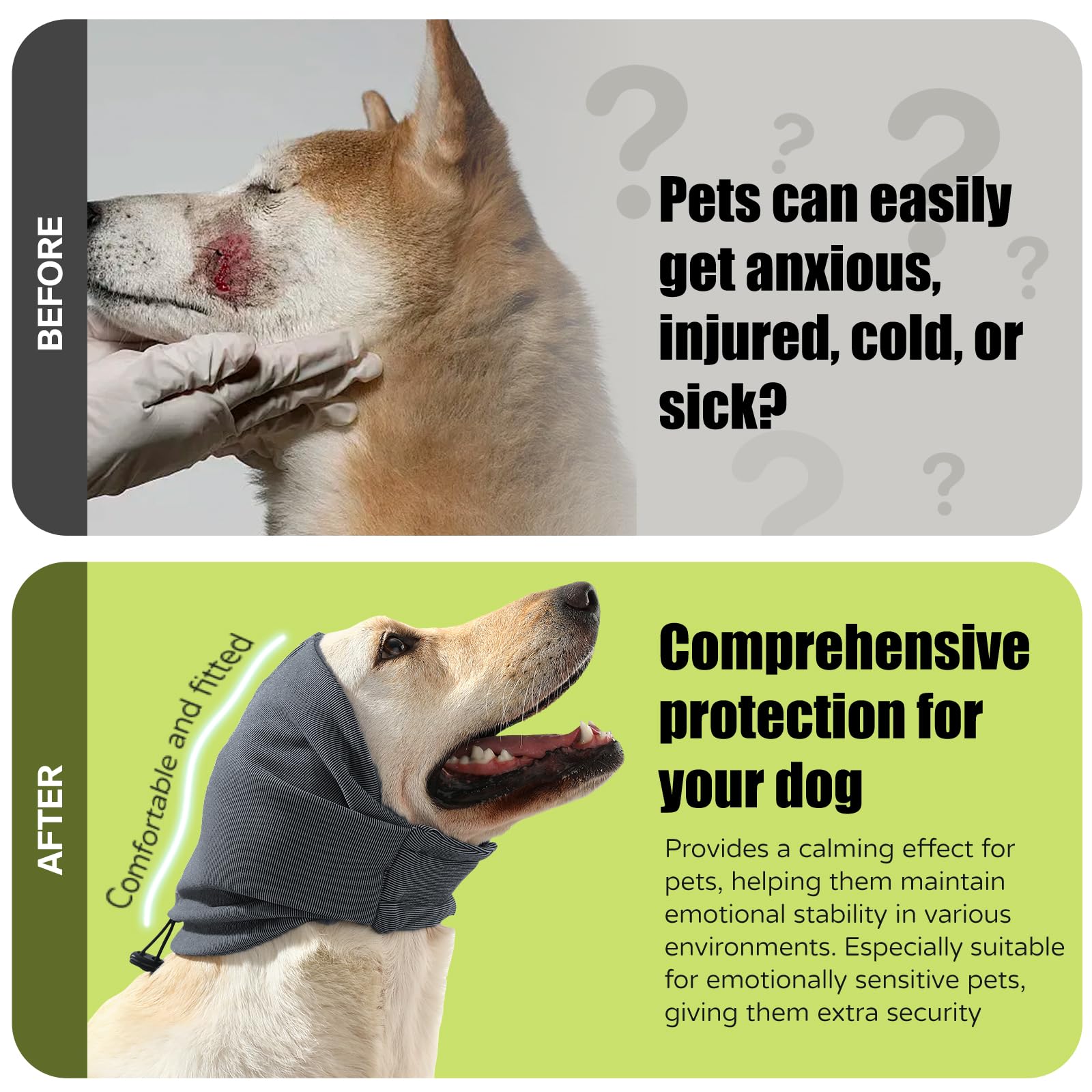 Kercynar Dog Reducing Noise Hoodies - Ear Covers for Bath, Thunderstorms & Anxiety Relief - Warm, Windproof Ear Cover Hat