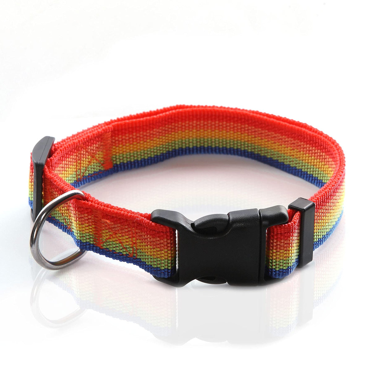 Adjustable Nylon Dog Collar, Durable Pet Collar 1 Inch 3/4 Inch 5/8 Inch Wide, For Large Medium Small Dogs (M(3/4' X 14-21'), Rainbow)