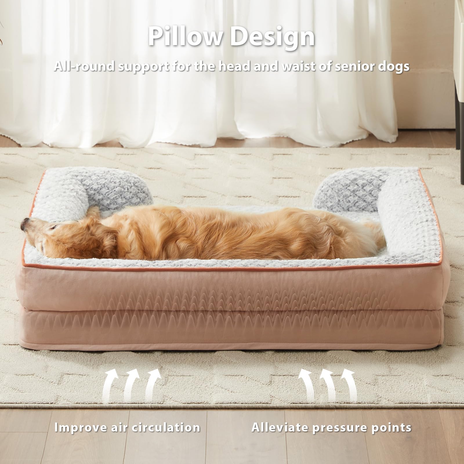 Lextro Orthopedic Dog Bed For Medium Dogs, Egg Crate Foam Bed For Medium Dogs, Equipped With Removable Waterproof Pillow Cover A