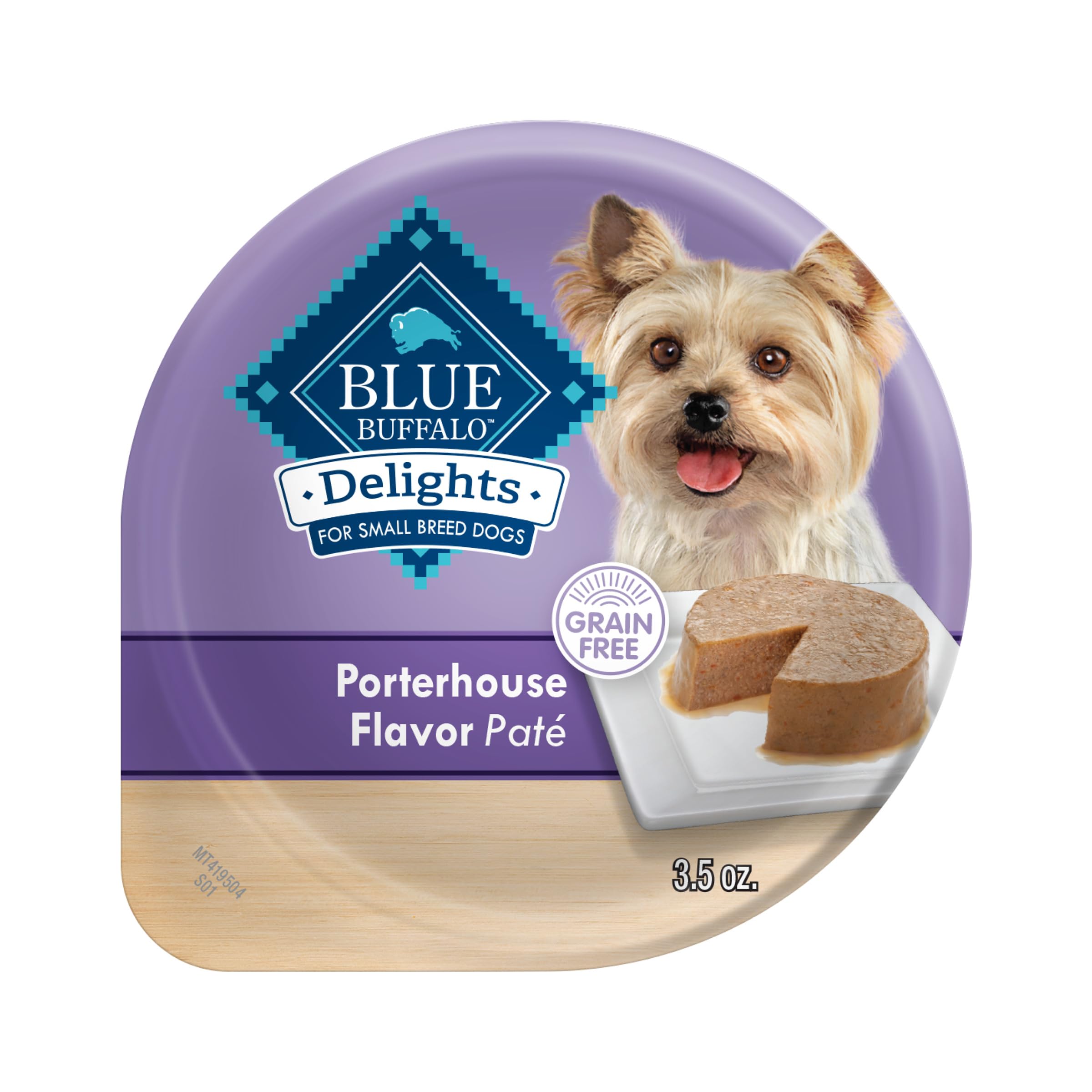 Blue Buffalo Delights Natural Adult Small Breed Wet Dog Food Cups, Pate Style, Porterhouse Flavor in Savory Juice 3.5-oz (Pack o