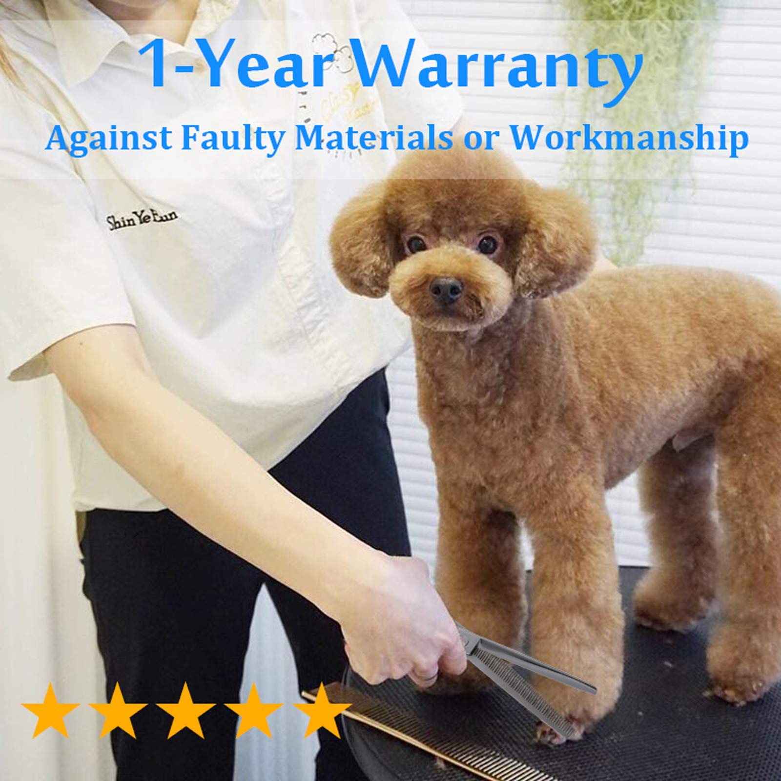 JASON 7 Silver Thinning Dog Grooming Scissors, 50 Teeth Ergonomic Blender Shears for Cats & Dogs, 30% Thinning Rate, Offset Handle