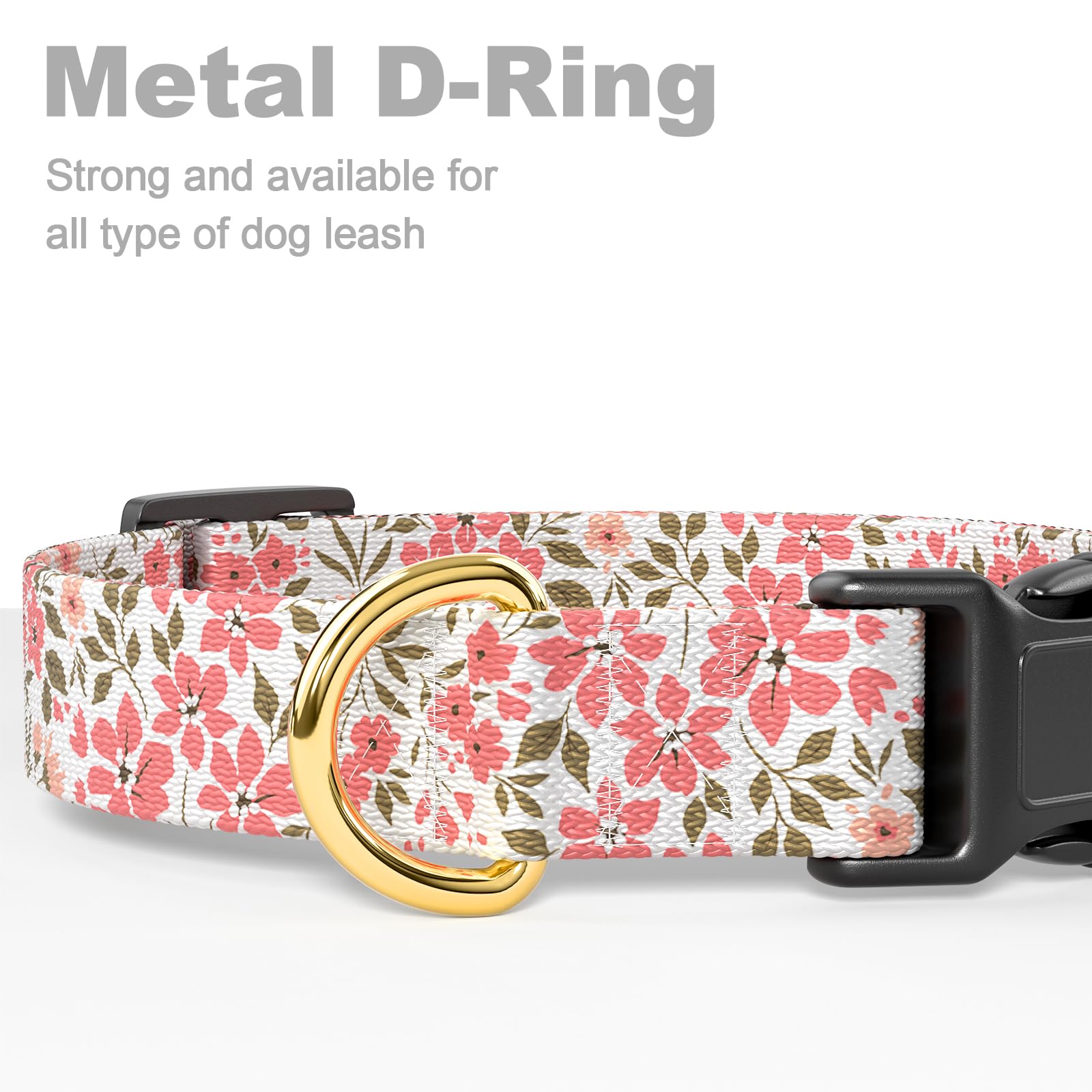 Rnivvi Dog Collar For Large Dogs, Cute Floral Heavy Duty Adjustable Puppy Collar With Quick Release Buckle For Girl & Female, Pe