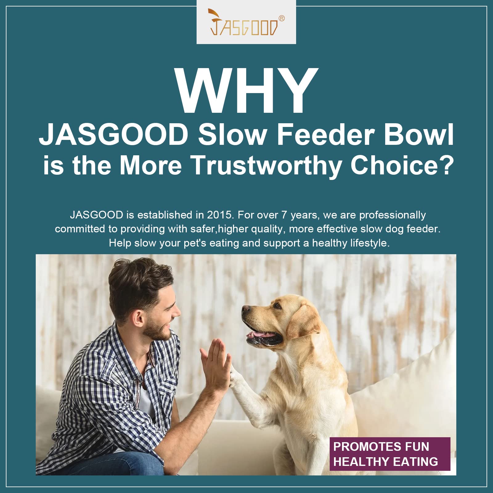 JASGOOD Slow Feeder Dogs Bowl for Large Medium Dogs,Anti-Gulping Pet Slower Food Feeding Bowls Stop Bloat,Preventing Choking