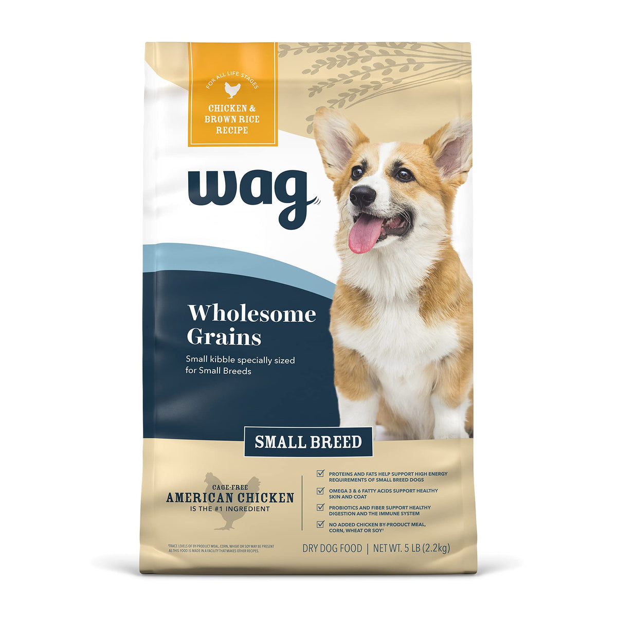 Amazon Brand - Wag Small Breed Dry Dog Food, Chicken And Brown Rice, 5 Lb Bag