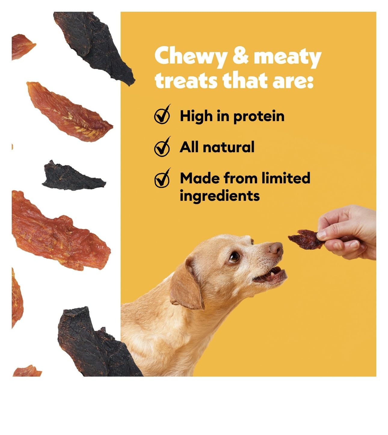 Wiggles & Wags Jerky Cuts Dog Treats, Assorted Chicken, Tuna and Pork, 16 Ounces with a DN Essentials Bone Shaped Waste Bag Disp
