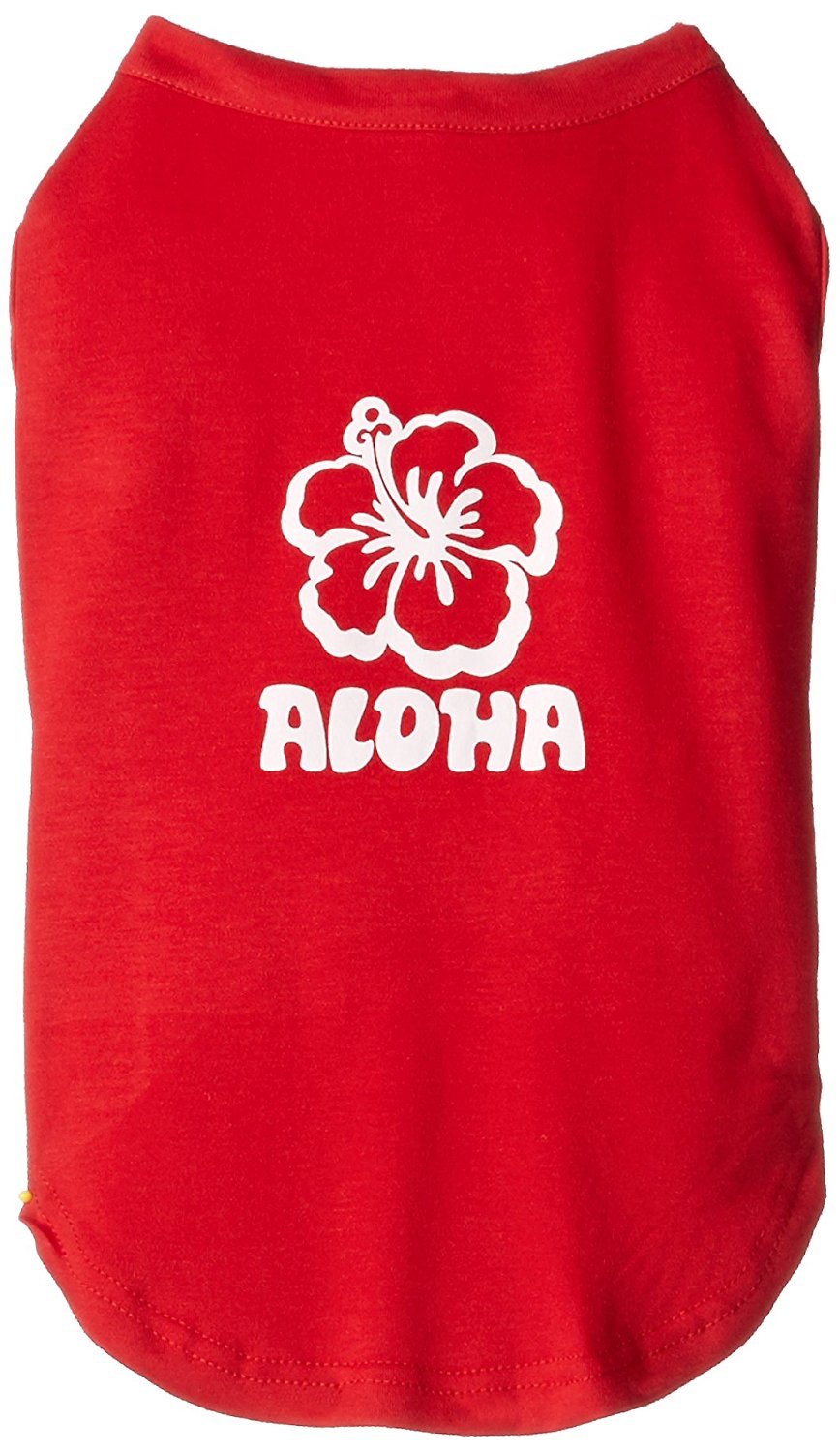 Pet Dog & Cat Shirt Screen Printed, &quot;Aloha Flower&quot; Red SM (3-6 lbs.)
