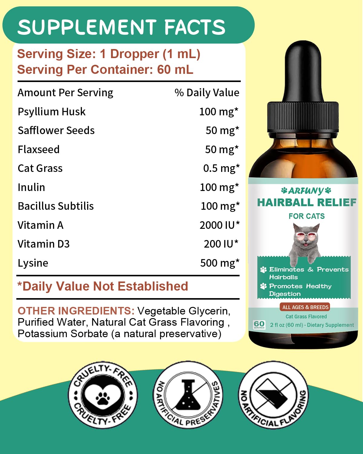 Hairball Treatment for Cats - Cat Hairball Remedy - with Natural Ingredients & Vitamins - Kitten Furball Treatment - Supports Sk