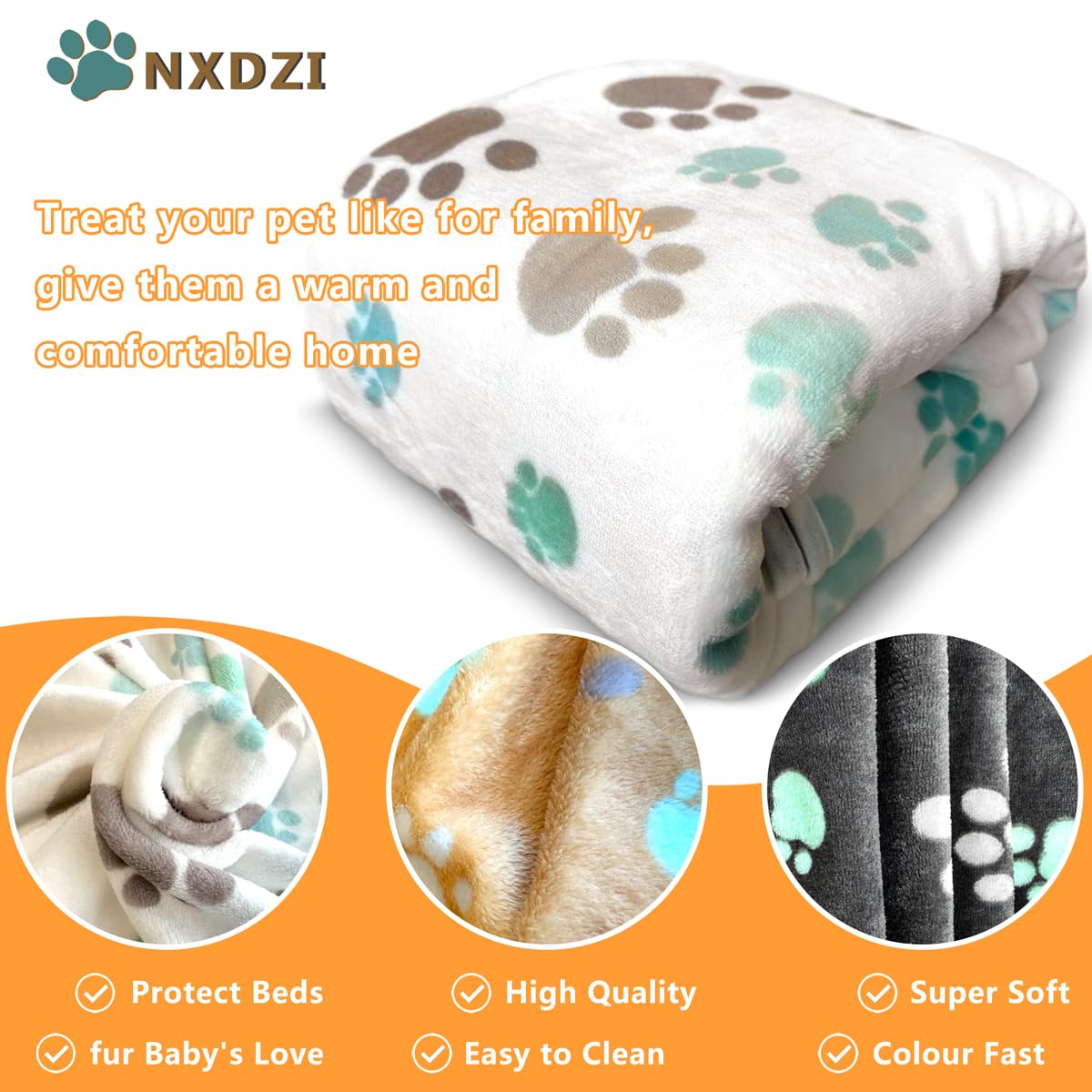 Dog Blankets For Large Dogs, 3 Pcs Dog Blanket Washable, Soft Fluffy Flannel Pet Blanket Mat Cover For Bed Couch, Cute Print Pup