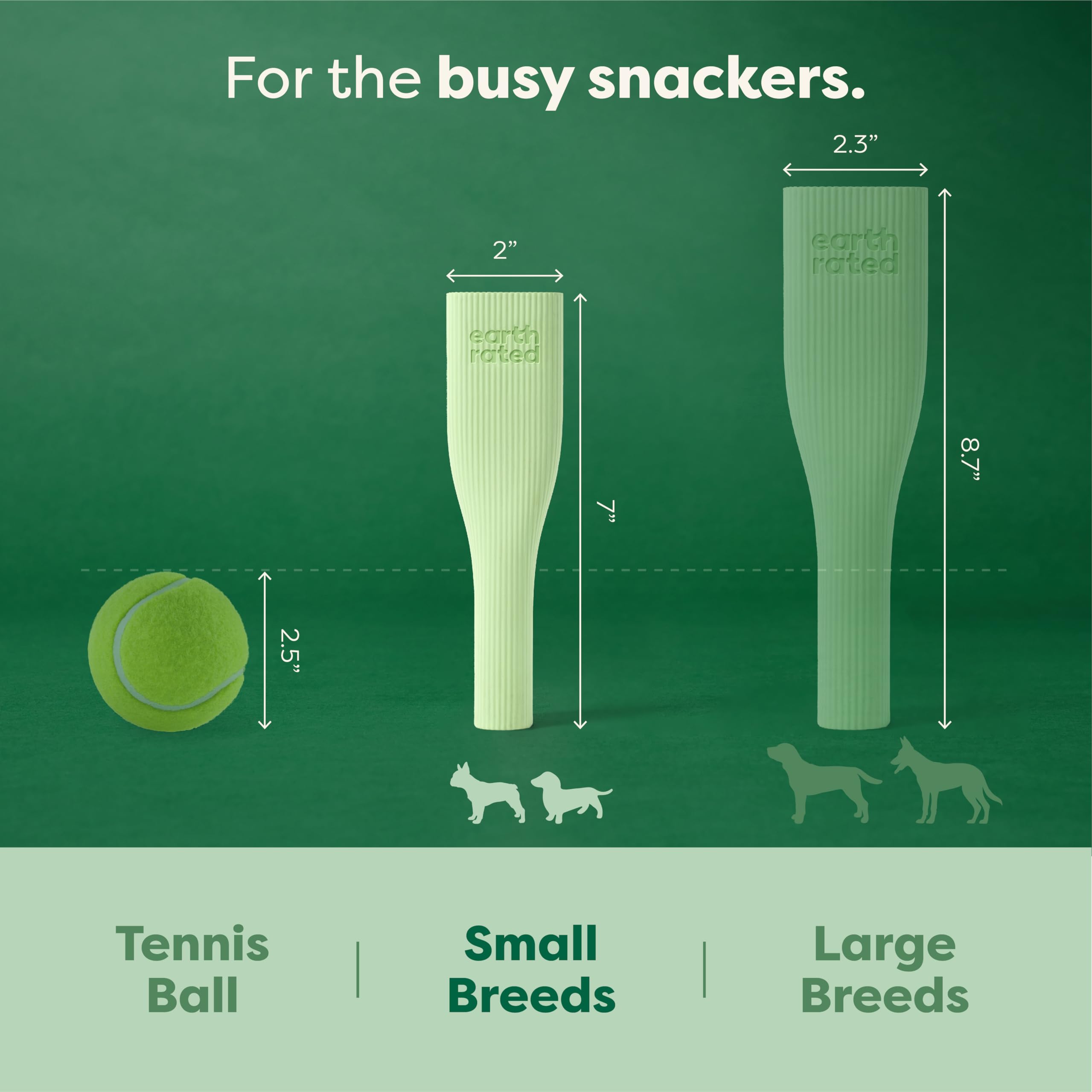 Earth Rated Dog Toy, Enrichment Toys for Adult and Puppy Dogs, Dishwasher and Freezer-Safe, Natural Rubber, Small, Green