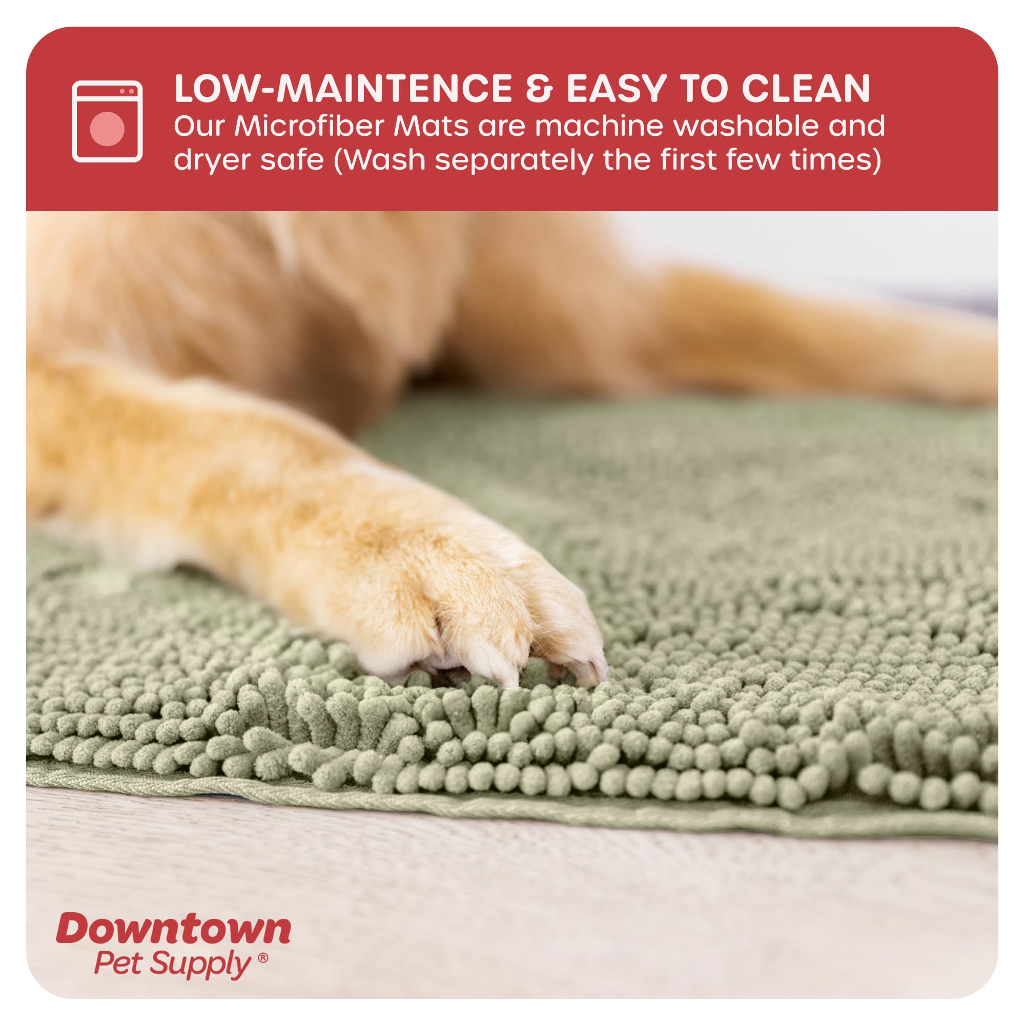My Doggy Place Microfiber Dog Mat for Muddy Paws, 36 x 26 Oatmeal - Absorbent and Quick-Drying Dog Paw Cleaning Mat, Washer and