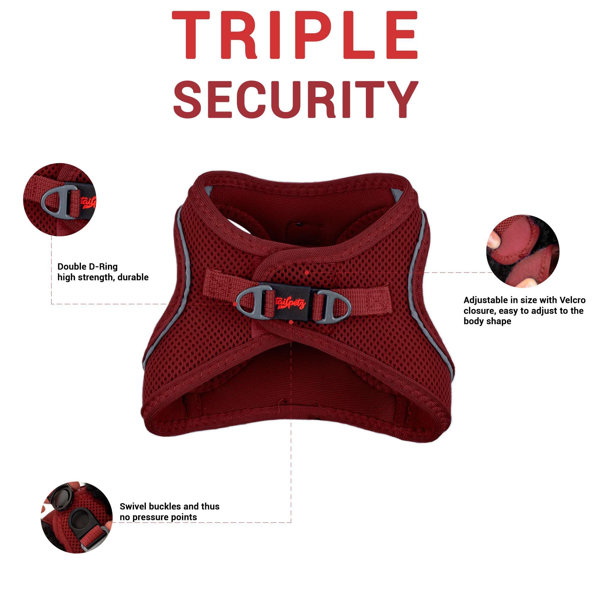 Tailpetz Extra Small Dog Harness, Adjustable Step in No Pull Harness for Small Dogs, Reflective Puppy Harness for Puppy Training
