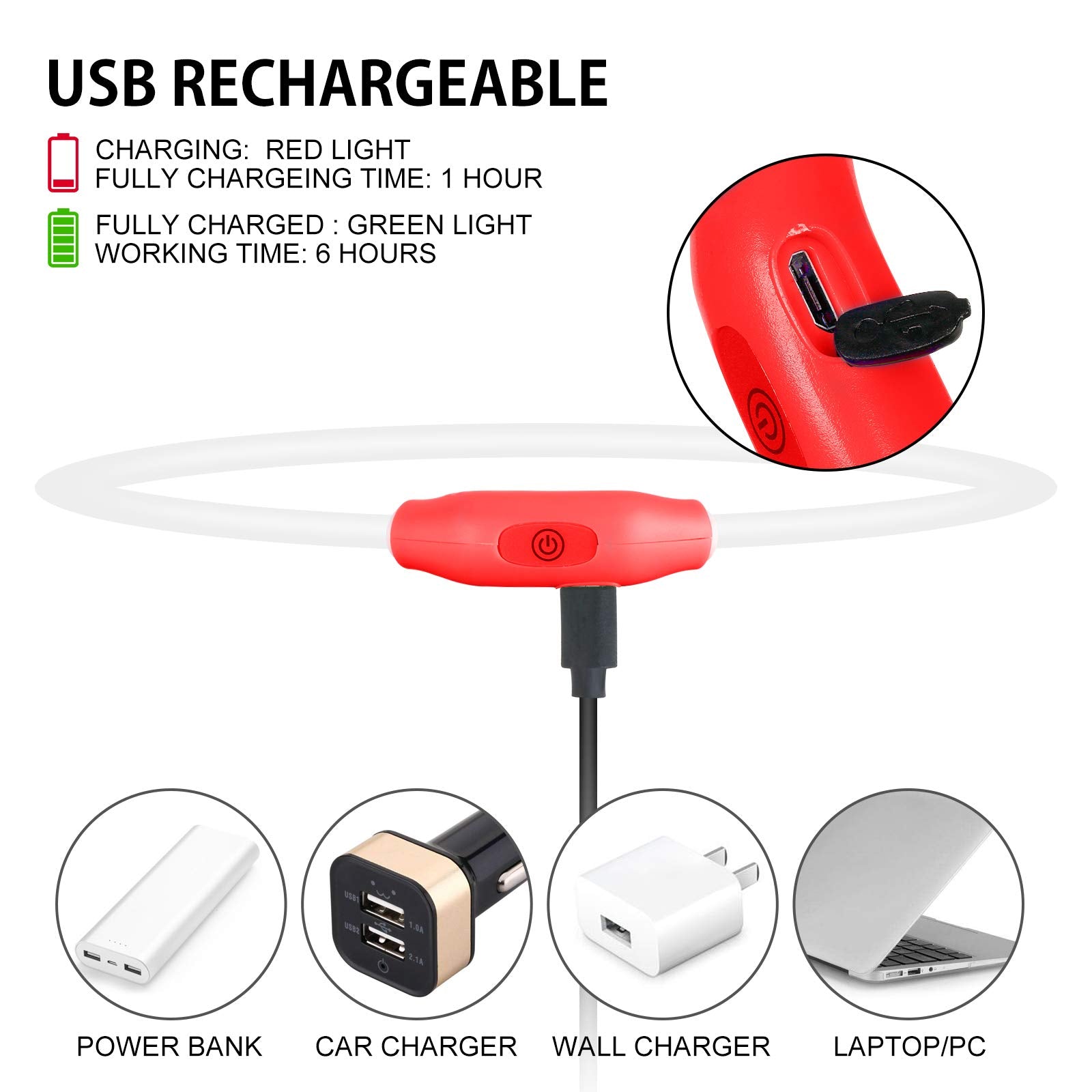 Novkin 2-Pack Led Dog Collar, Light Up Dog Collars,Rechargeable Dog Lights For Night Walking,Universal, Reusable Safety Necklace