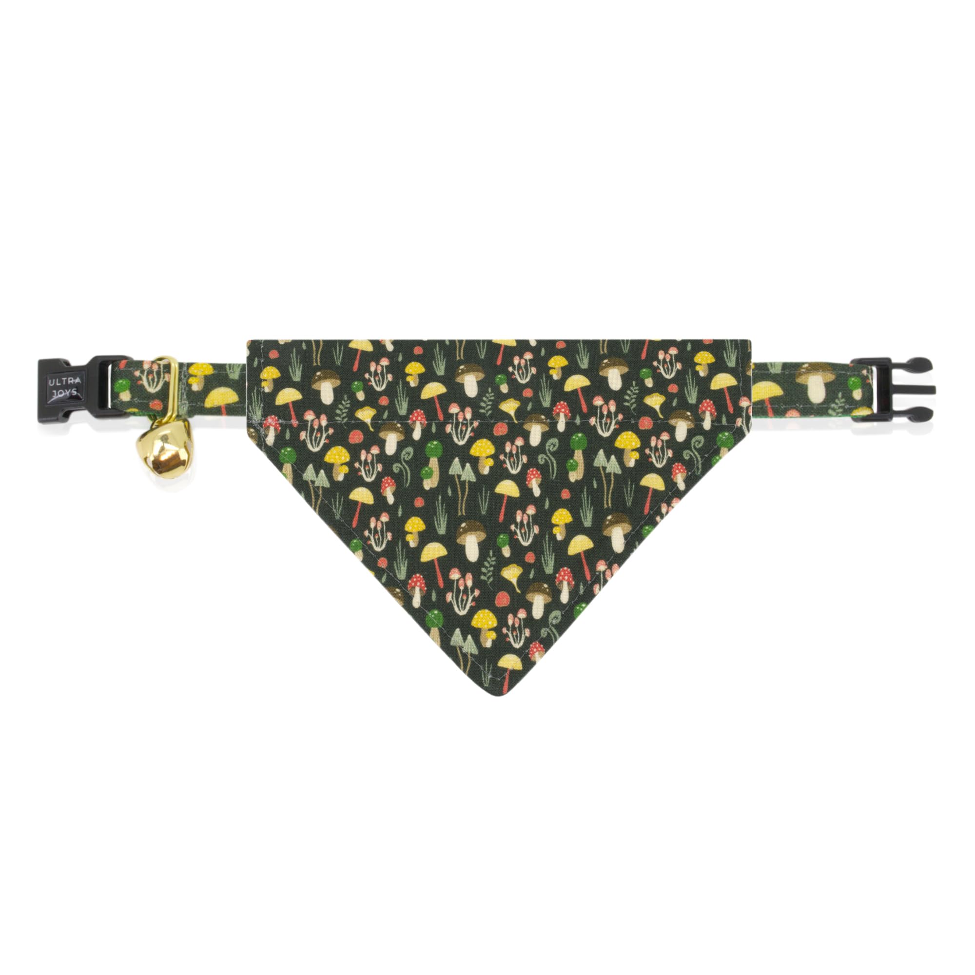 Ultra Joys Cat Collar With Bells - Breakaway Cat Collar Kitten & Adult - Bandana Mushroom Large