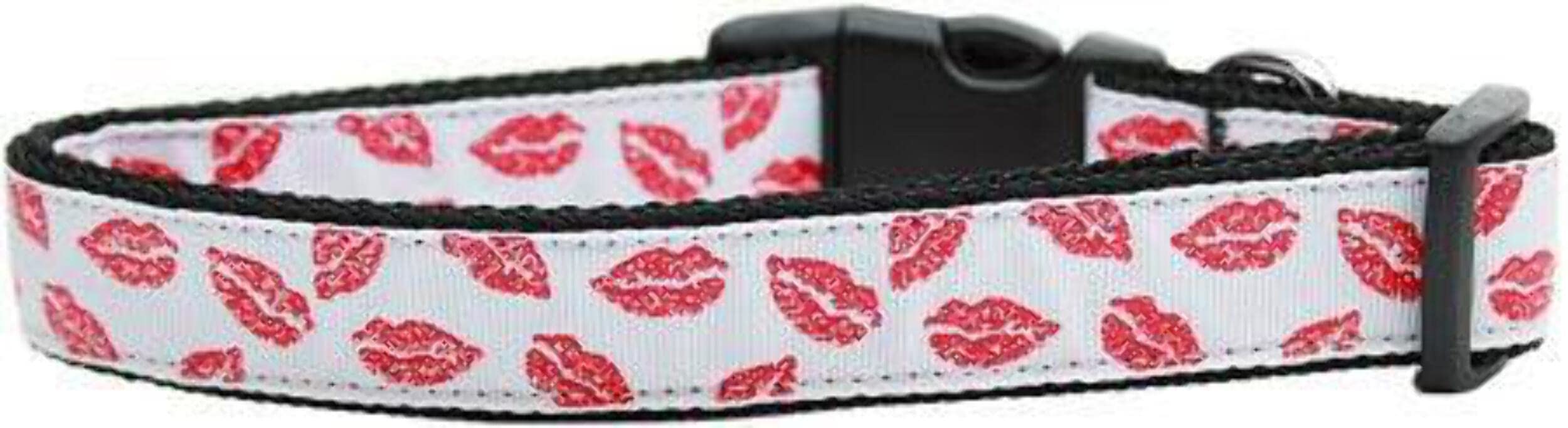 Pet Dog & Cat Nylon Collar or Leash, &quot;Sparkling Smooches&quot; SM Collar