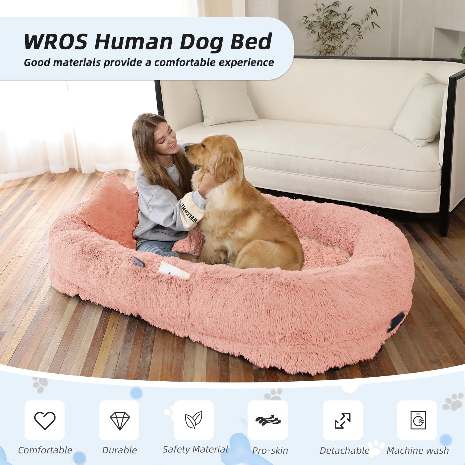 Human Dog Bed, 71''X45''X12'' Size Fits You And Pets, Washable Faux Fur For People Doze Off, Napping Orthopedic, Present Plump P