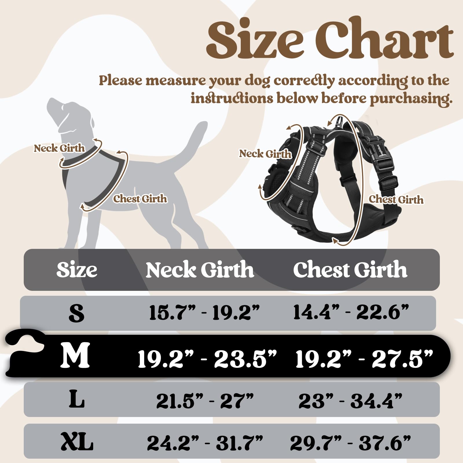 Rabbitgoo Dog Harness Medium Sized, No Pull Pet Harness With 3 Buckles, Adjustable Soft Padded Pooch Vest With Instant Control Handle, Easy Walking Reflective Pet Vest For Medium Dogs, Black, M