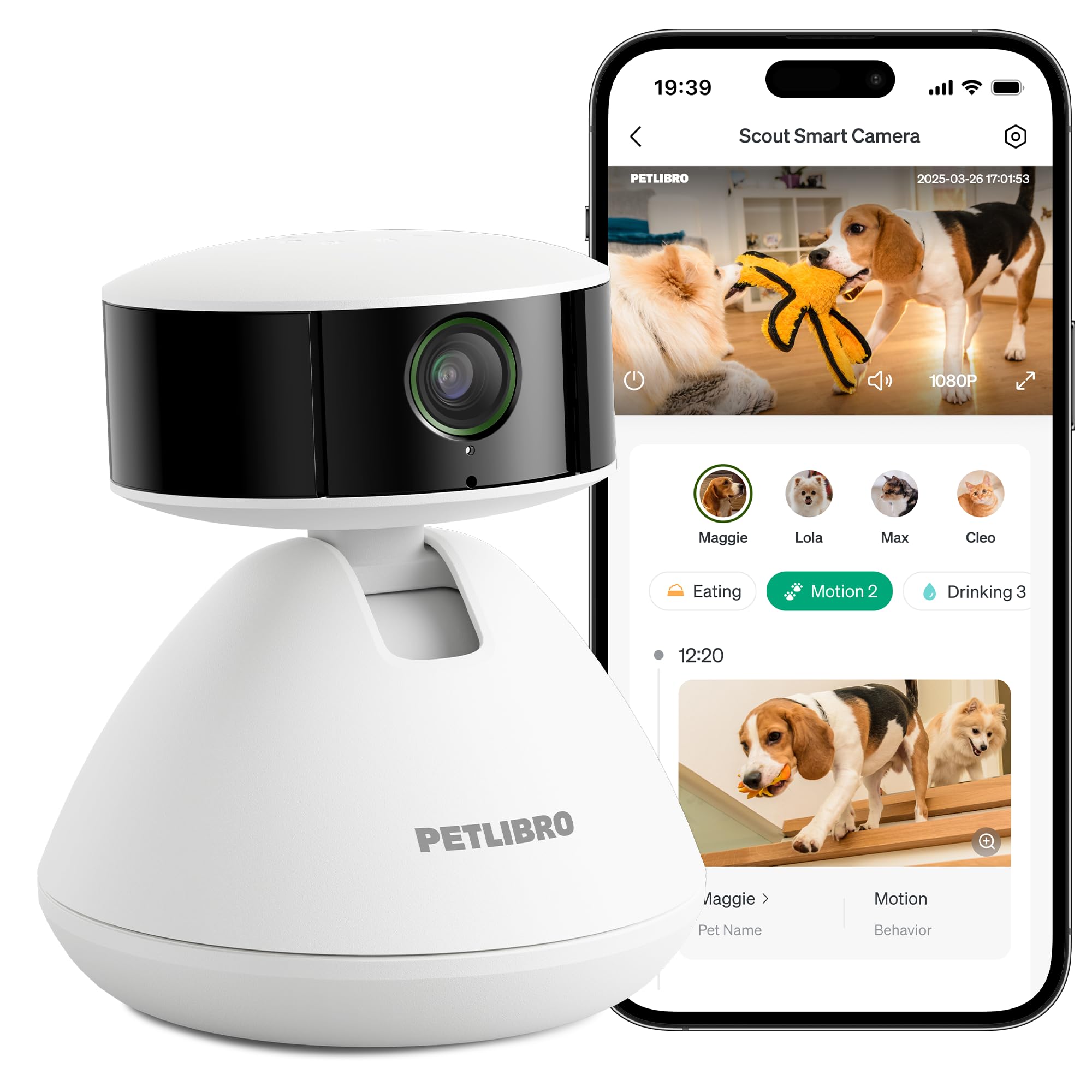 PETLIBRO AI Dog Camera Pet Camera Indoor with Phone App [Multi-Pet Recognition, Daily Activity Analysis & Smart Summaries] Cat C