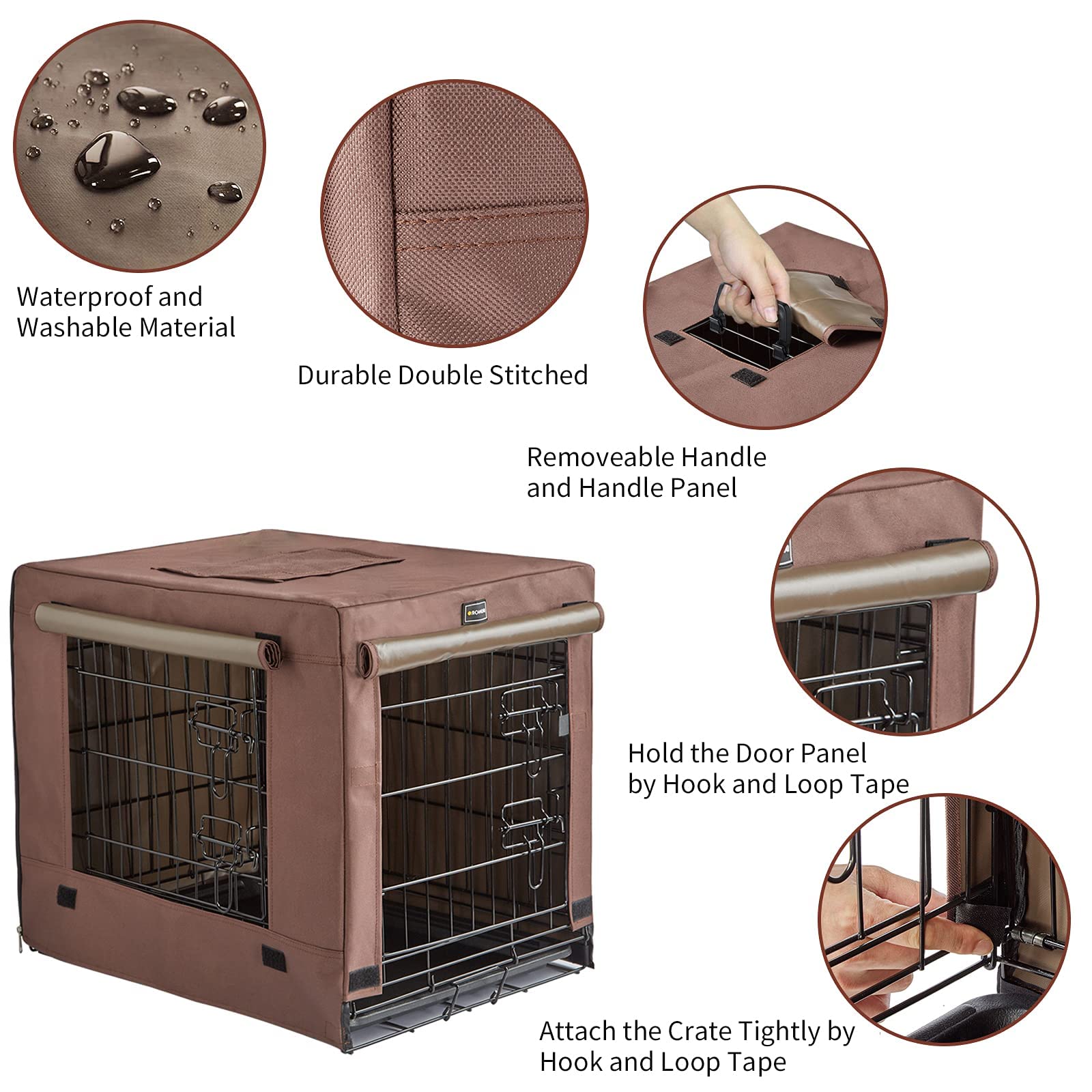 Donoro Dog Crates Kit For Small Size Dogs Indoor With Dog Crate Cover, Double Door Dog Kennels & Houses For Puppy And Cats, Collapsible Metal Contour Dog Cages