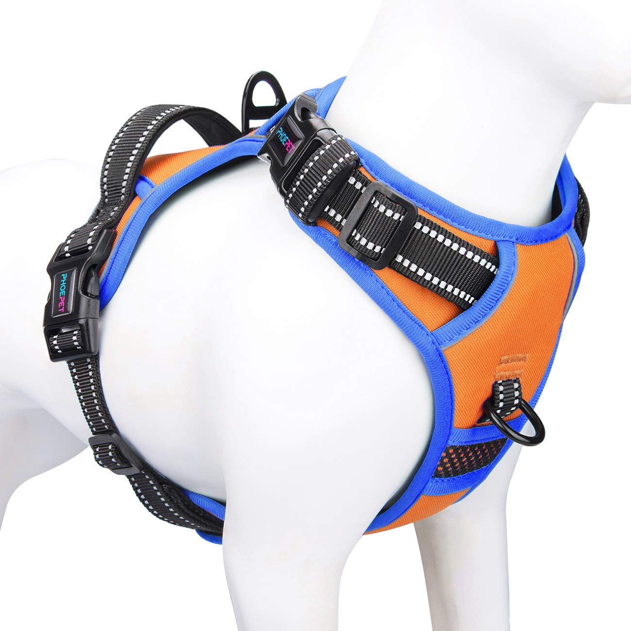 Phoepet 2019 No Pull Dog Harnesses For Small Dogs Reflective Adjustable Front Clip Vest With Handle 2 Metal Rings 3 Buckles [Eas