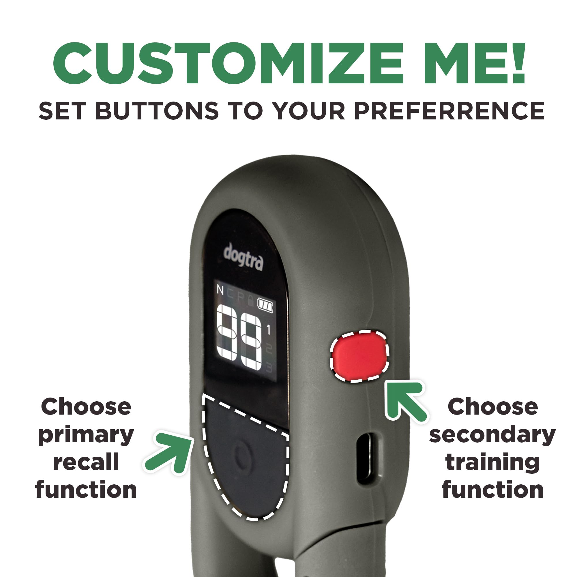 Dogtra Cue Gen 2 Grey - Customizable E-Collar For Dogs Training Collar With Remote - Easy, Safe, Beginner-Friendly Design - 99 L