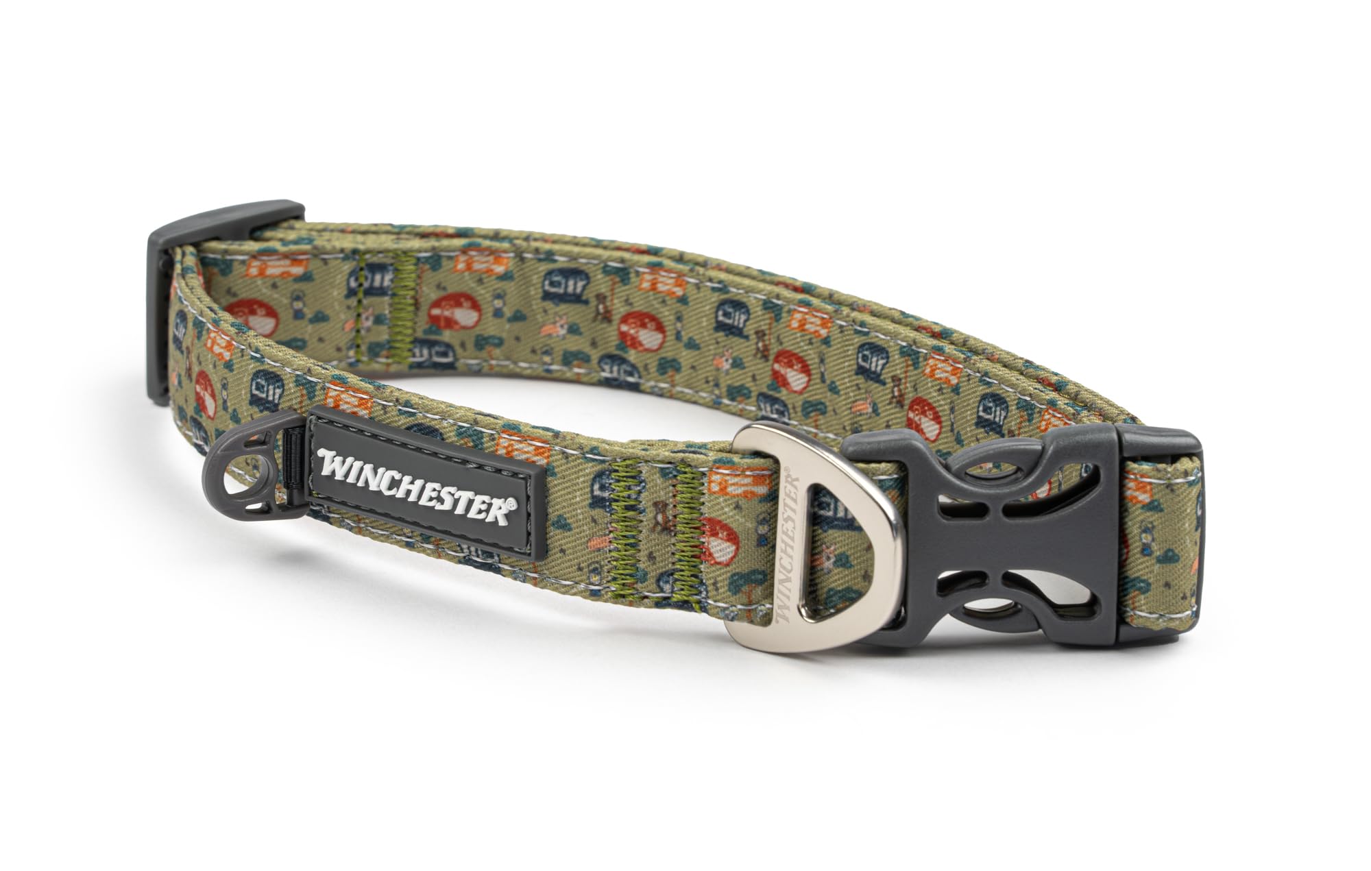 Winchester Printed Designer Dog Collar, Retro Camper, S