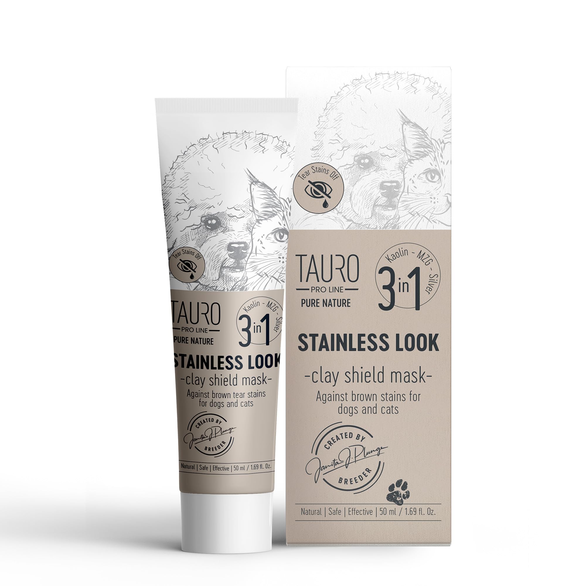 Tauro Proline Pure Nature Stainless Look Clay Shield Mask Grooming Product Ideal For All Dogs And Cats Eyes, Ears, Mouth Area Su