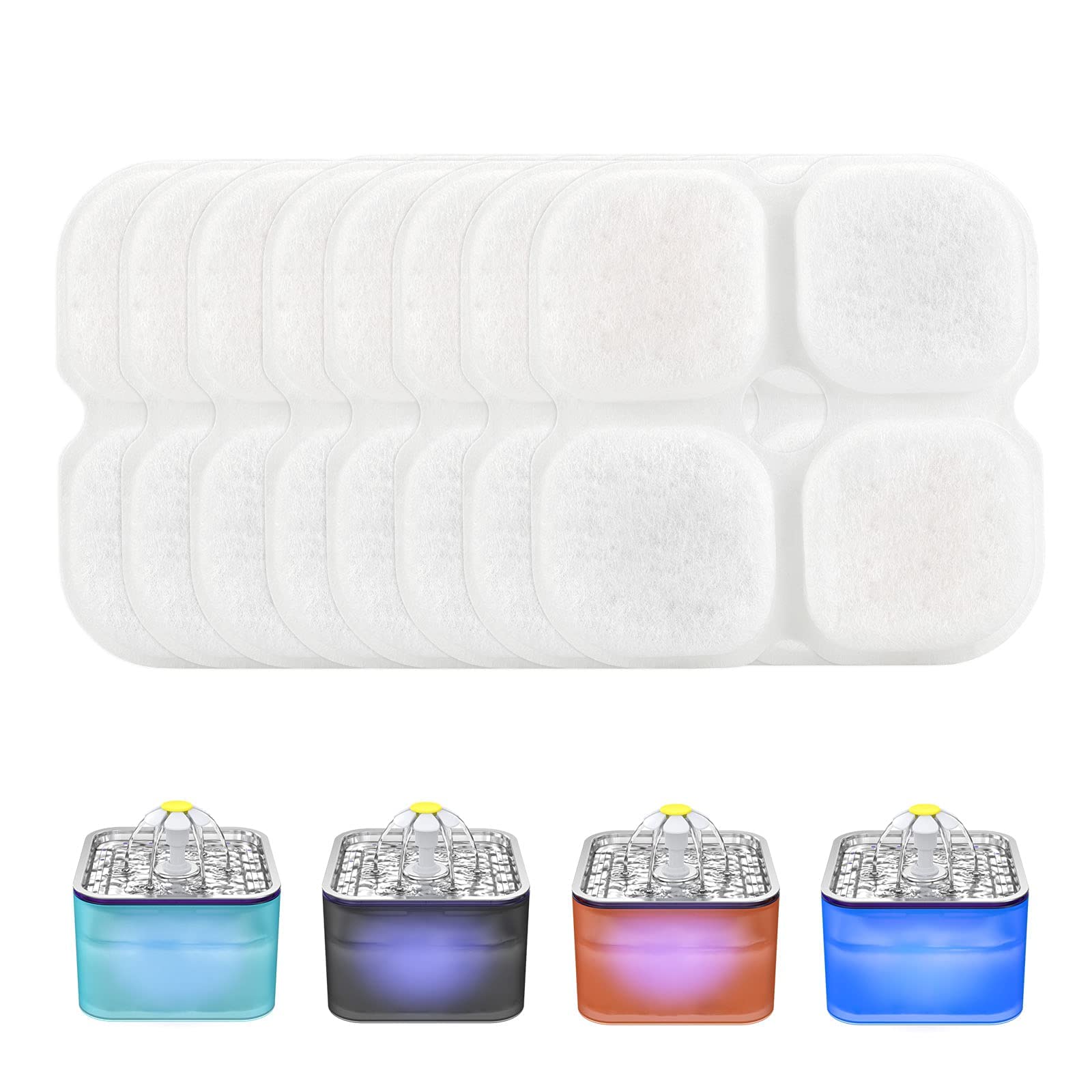 Wonder Creature Cat Fountain Filter Replacement For Crystal Cat Water Fountain, 3L Pet Water Fountain Filters Pack (8)