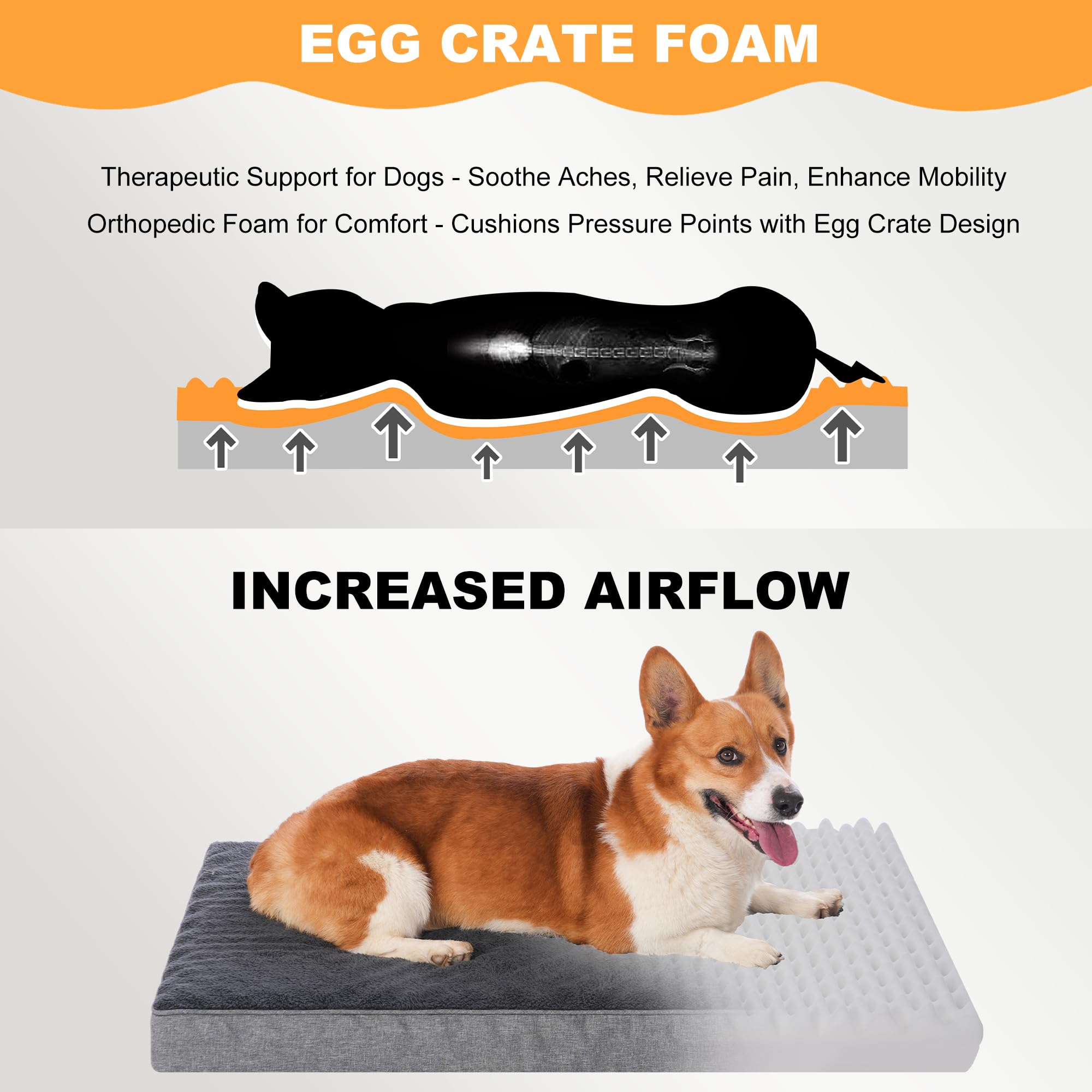 Softhola Orthopedic Dog Bed For Small/Medium Dogs, Mat With Removable Washable Cover & Anti-Slip Bottom, Egg Crate Foam - 30 X 2
