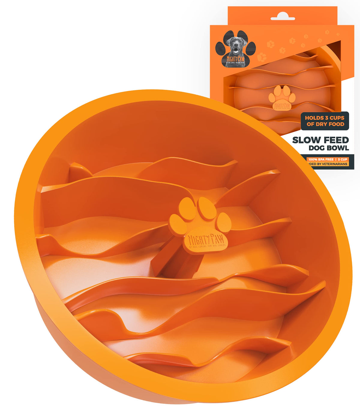 Mighty Paw Paw Slow Feeder Dog Bowl - Sliw Feeder Dog Bowl - Mighty Bowl Ideal for Large and Small Breeds - Promotes Healthy Eat