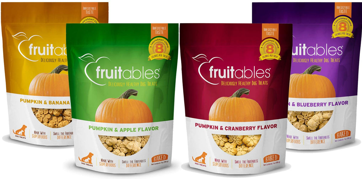 Fruitables Baked Dog Treats - Pumpkin Treats For Dogs - Healthy Low Calorie Treats - Free Of Wheat, Corn And Soy - 7 Ounces (Var