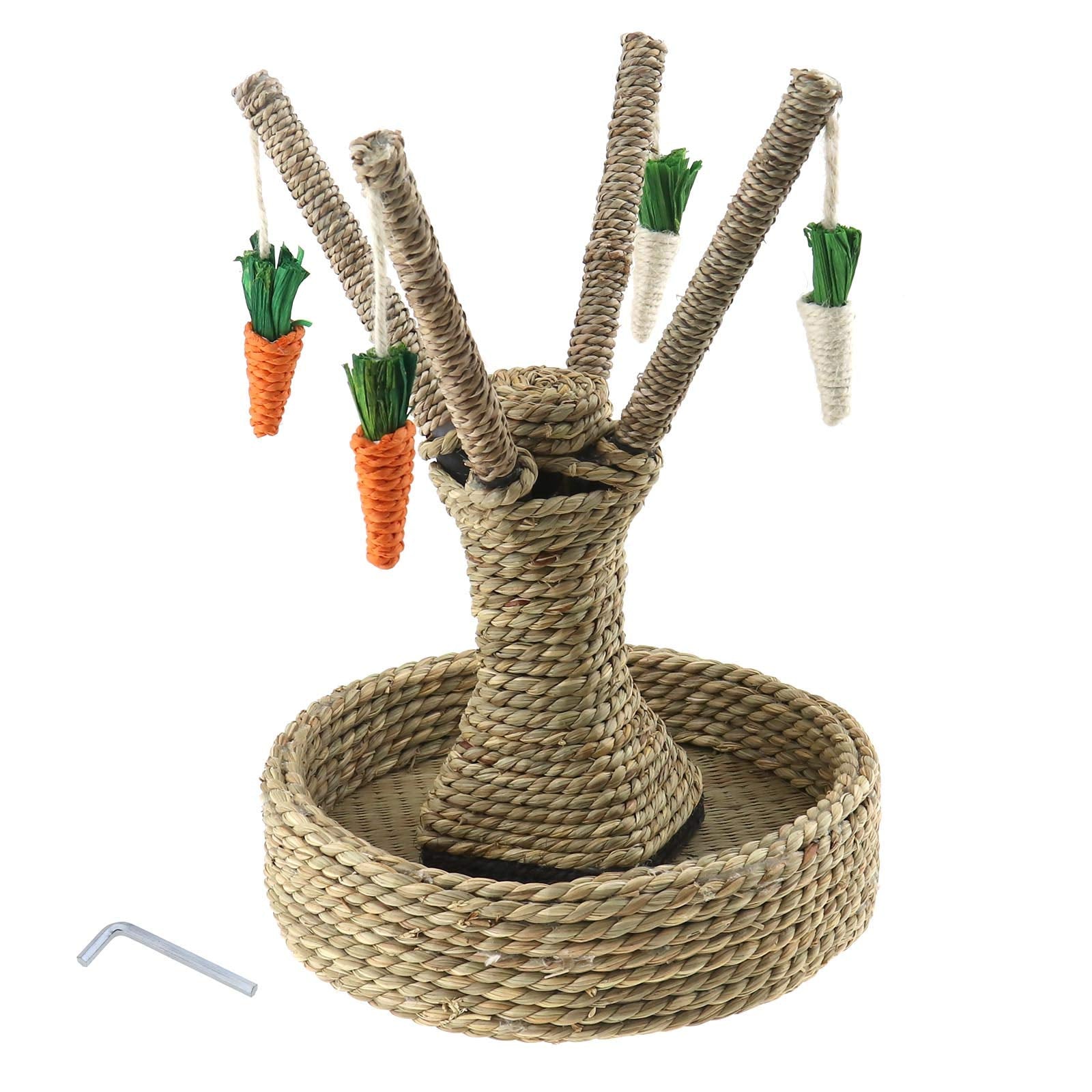 Micro Traders Bunny Toy Tree, With Imitative Carrot Hemp Rope Design For Scratching Chewing Funny Exercising Playing