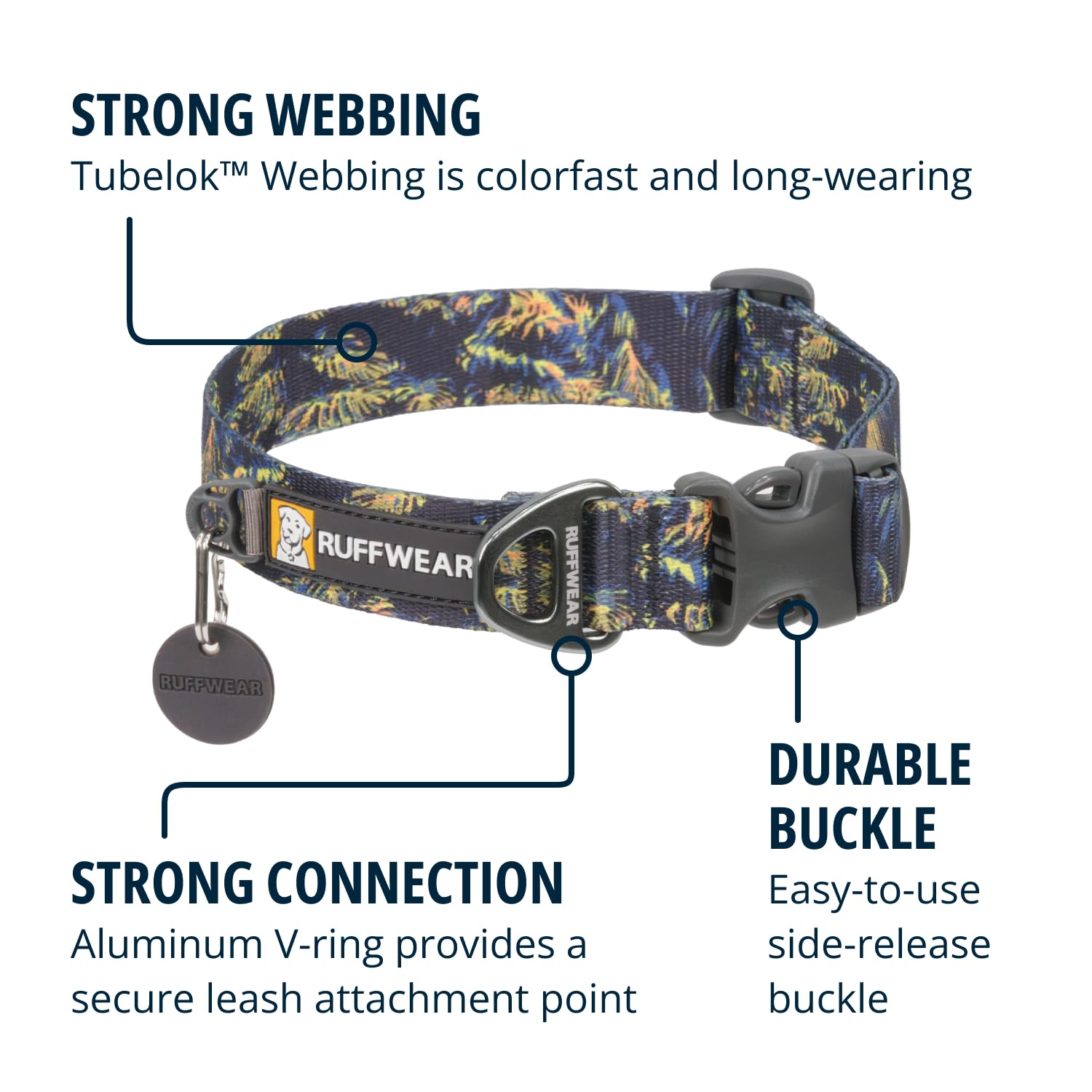 Ruffwear, Front Range Dog Collar, Durable And Comfortable Collar For Everyday Use, Deep Jungle, 11''-14''