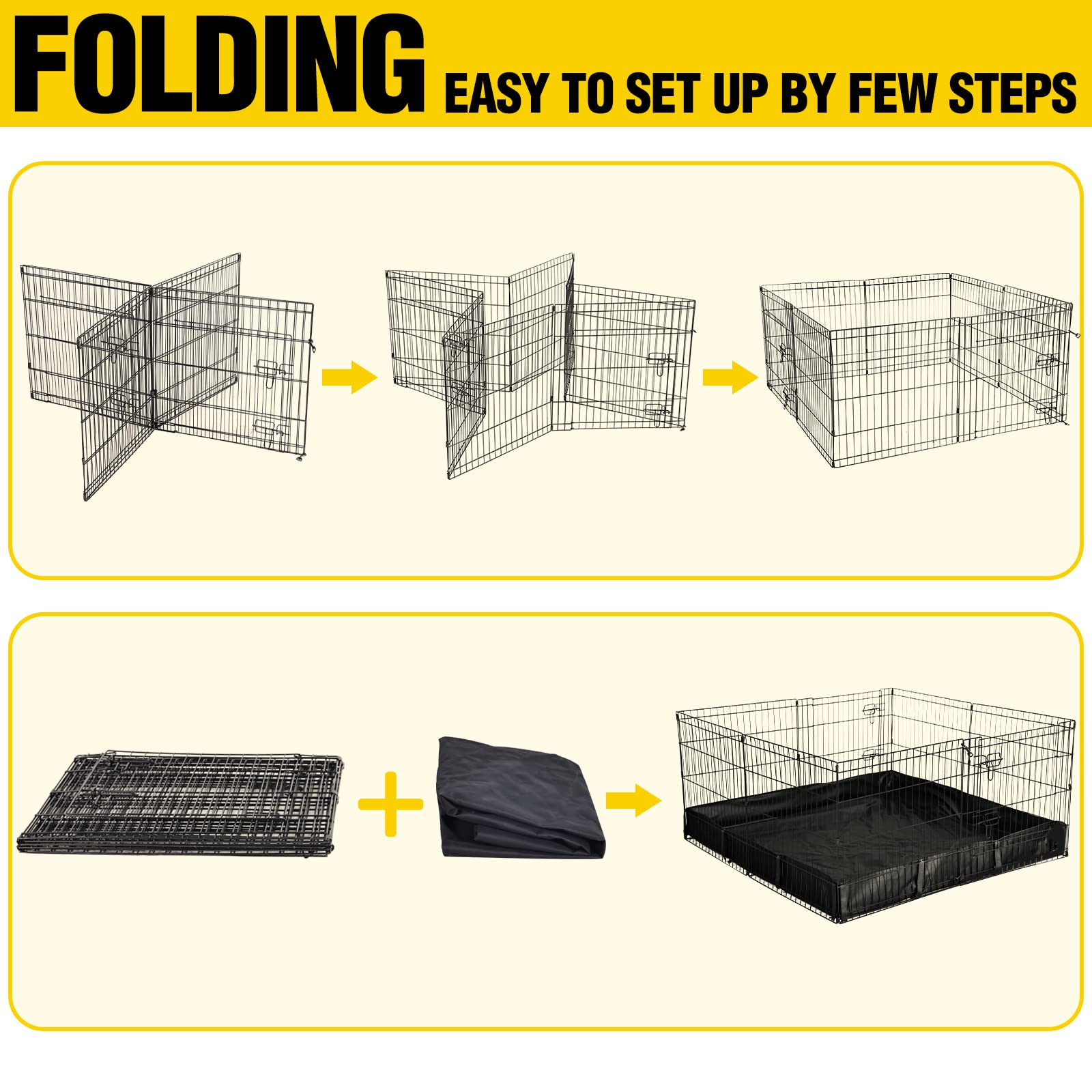 Aivituvin Pet Playpen Indoor & Outdoor Expandable Exercise Pen for Small Animals Rabbit cage with Waterproof Layer,Attach The Hu