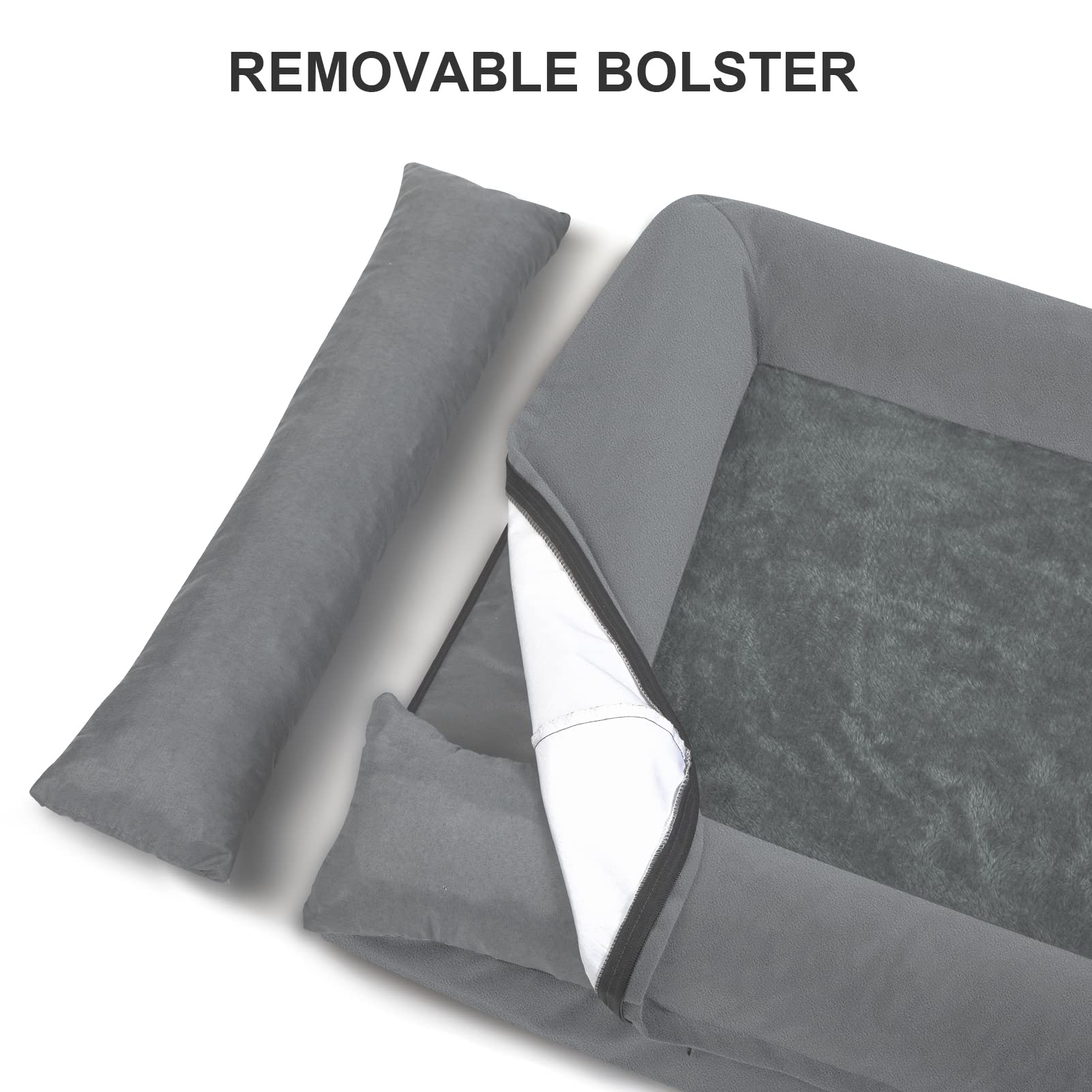 Yiruka Large Dog Bed, Dark Grey Orthopedic Dog Bed, Waterproof Dog Bed With Removable Cover, 4-Sides Removable Bolster Dog Soft Sofa Bed With Nonskid Bottom, Washable Dog Beds For Large Dogs