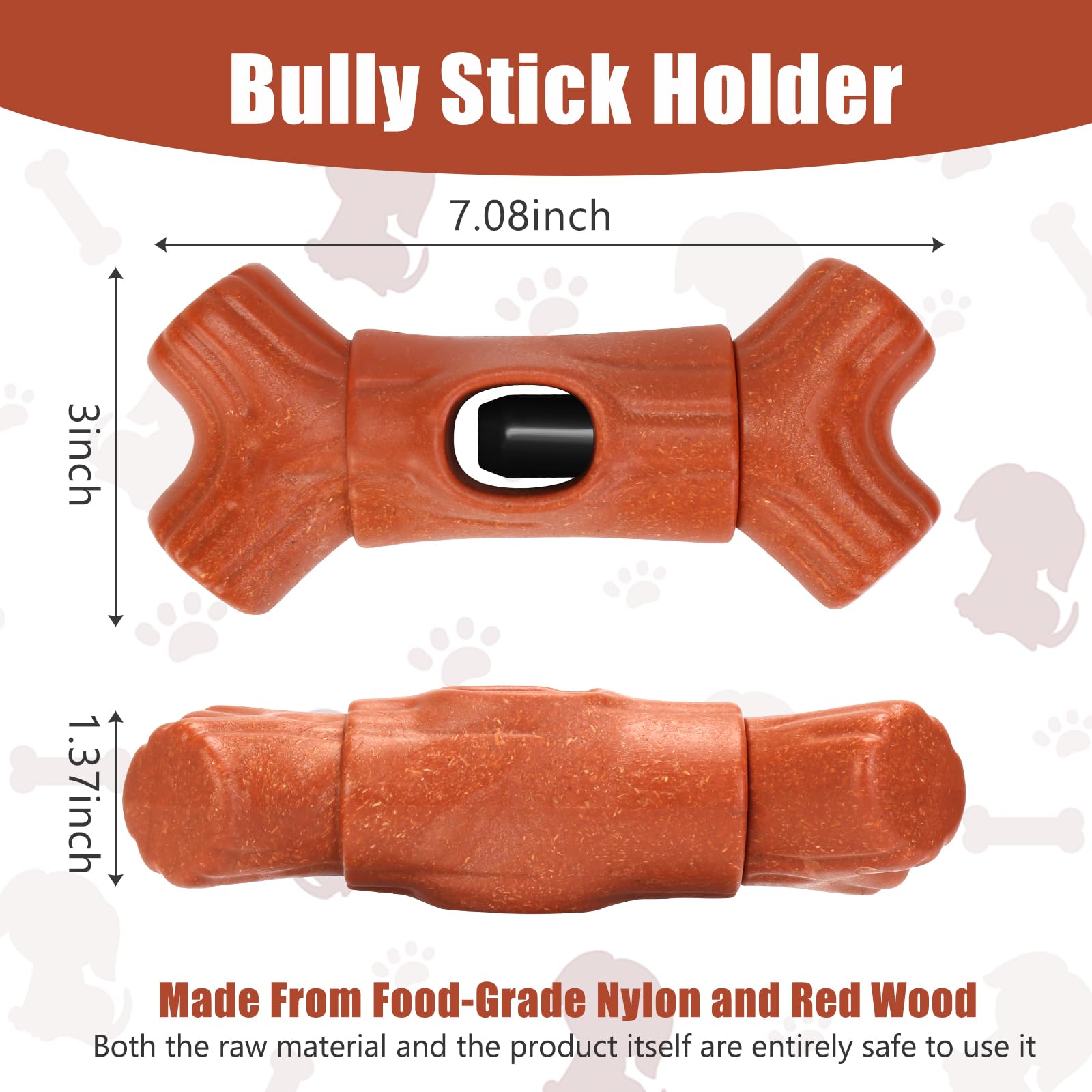 Gearroot Bully Stick Holder For Dogs,Interactive Dog Bone Holder Safety Device To Prevent Choking Fits Various Bone Sticks, 2 Pa