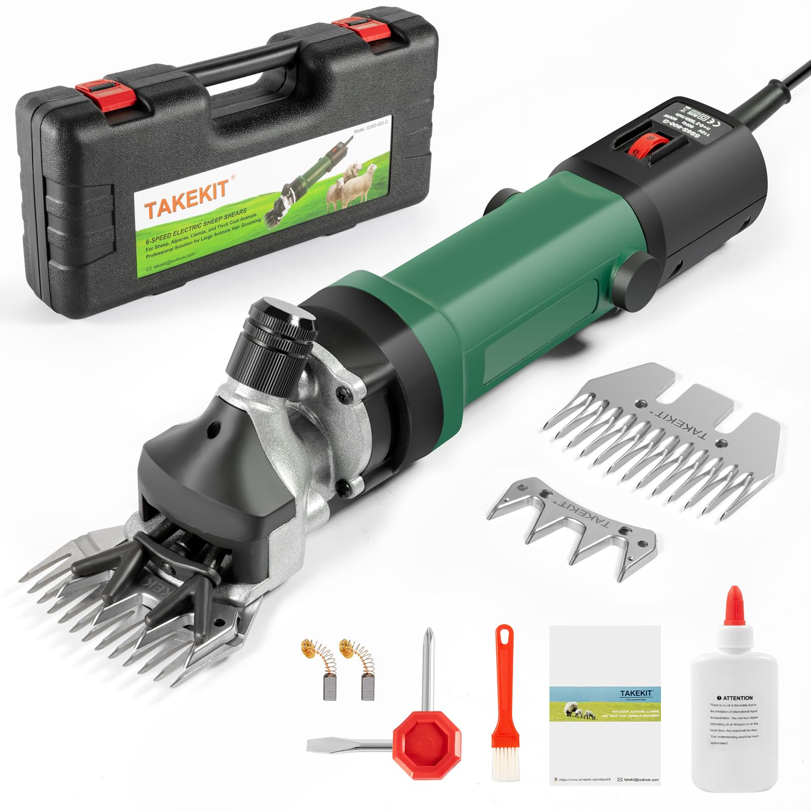 Takekit Sheep Shears, 600W Professional Heavy Duty Sheep Clippers, 6 Speeds Electric Animal Shears For Alpacas Llamas Lambs And 