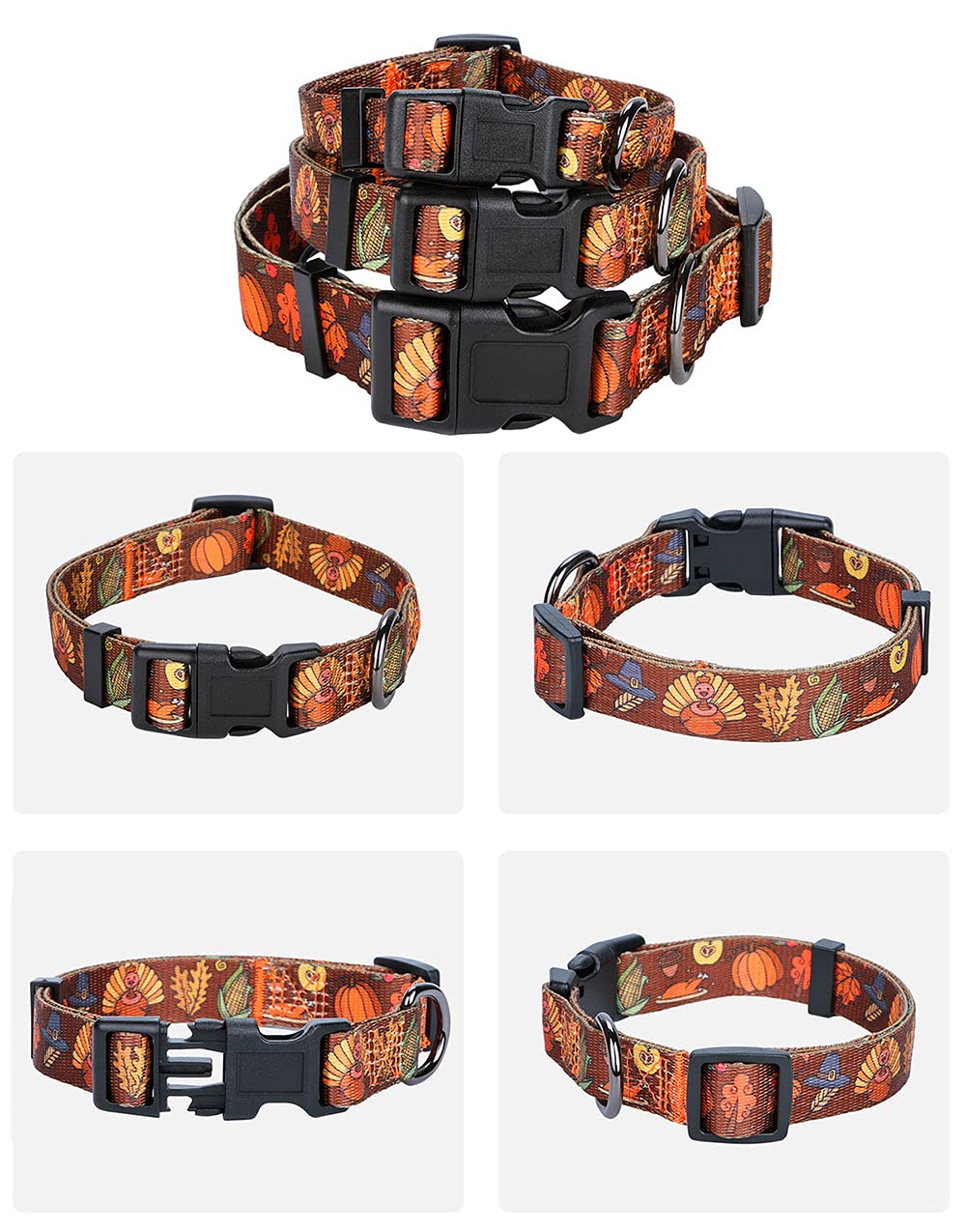 Rhea Rose Fall Halloween Thanksgiving Dog Collars Large Size