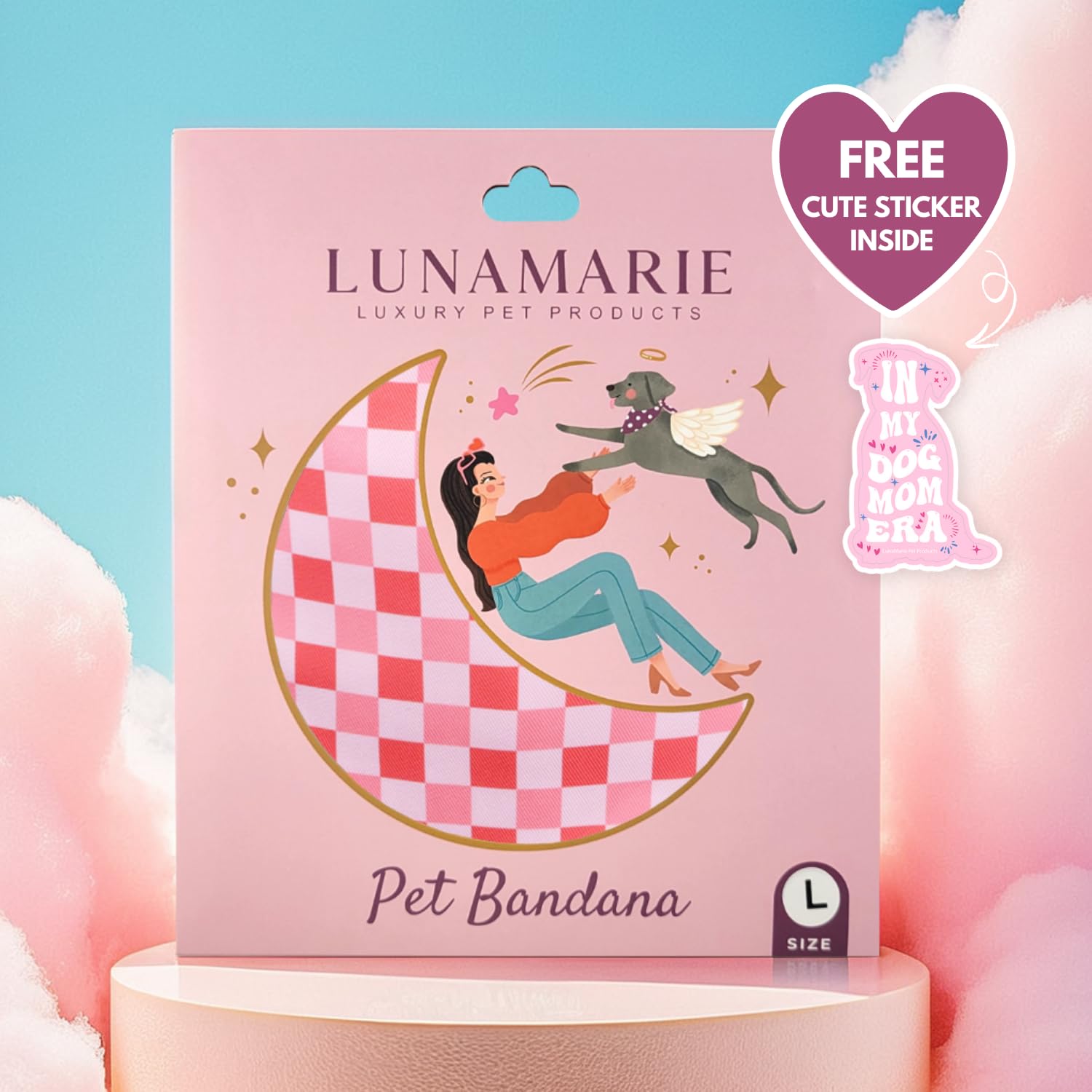 LunaMarie - Luxury Pet Birthday Bandanas -Premium & Silky Poly Fabric | 100% Handmade | Custom Shape Dual Layered (Rebel, X-Smal