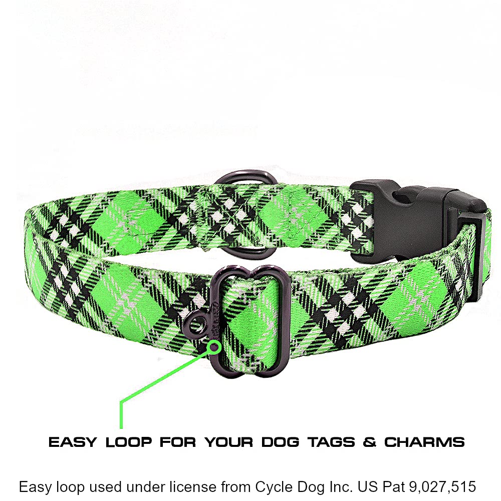 Max And Neo Plaid Pattern Neo Dog Collar - We Donate A Collar To A Dog Rescue For Every Collar Sold (Green, Medium)