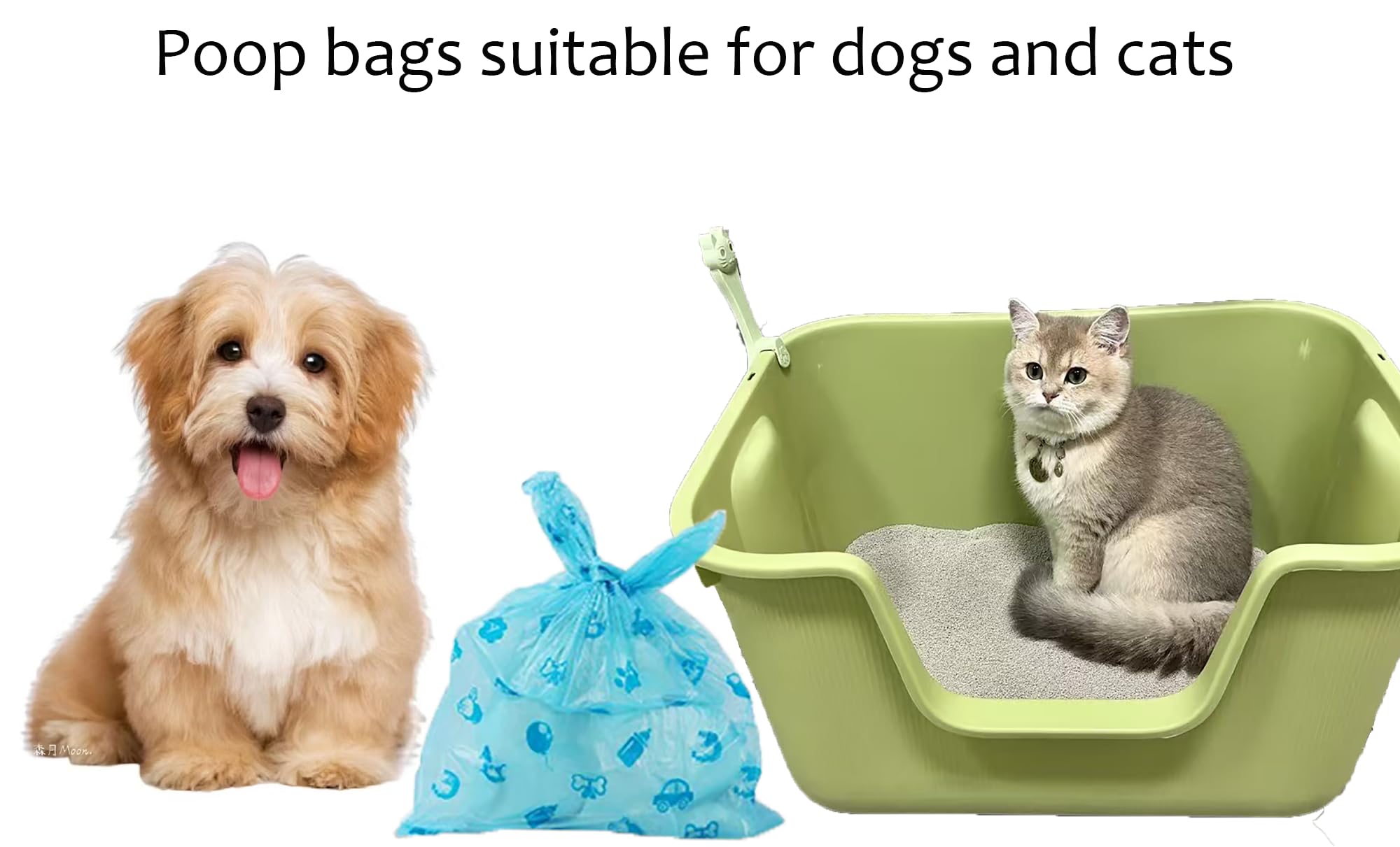 Cat Litter Bags With Handles, Disposal Litter Bags For Pet Poop, Dog Poop Bag Extra-Thick Kitty Cat Waste Bags, Suitable For Cat