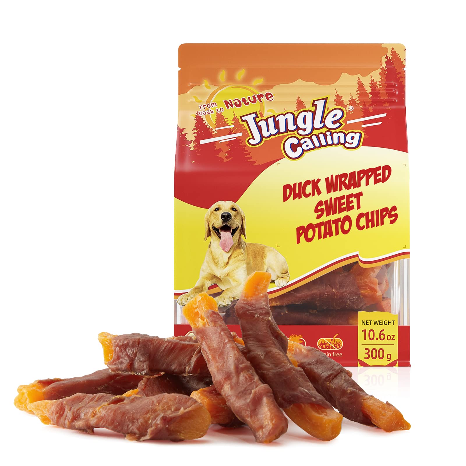 Jungle Calling Sweet Potato & Duck Dog Treats, Vegetarian, Nutritious and Delicious Snacks for Your Furry Friend, 10.6 oz