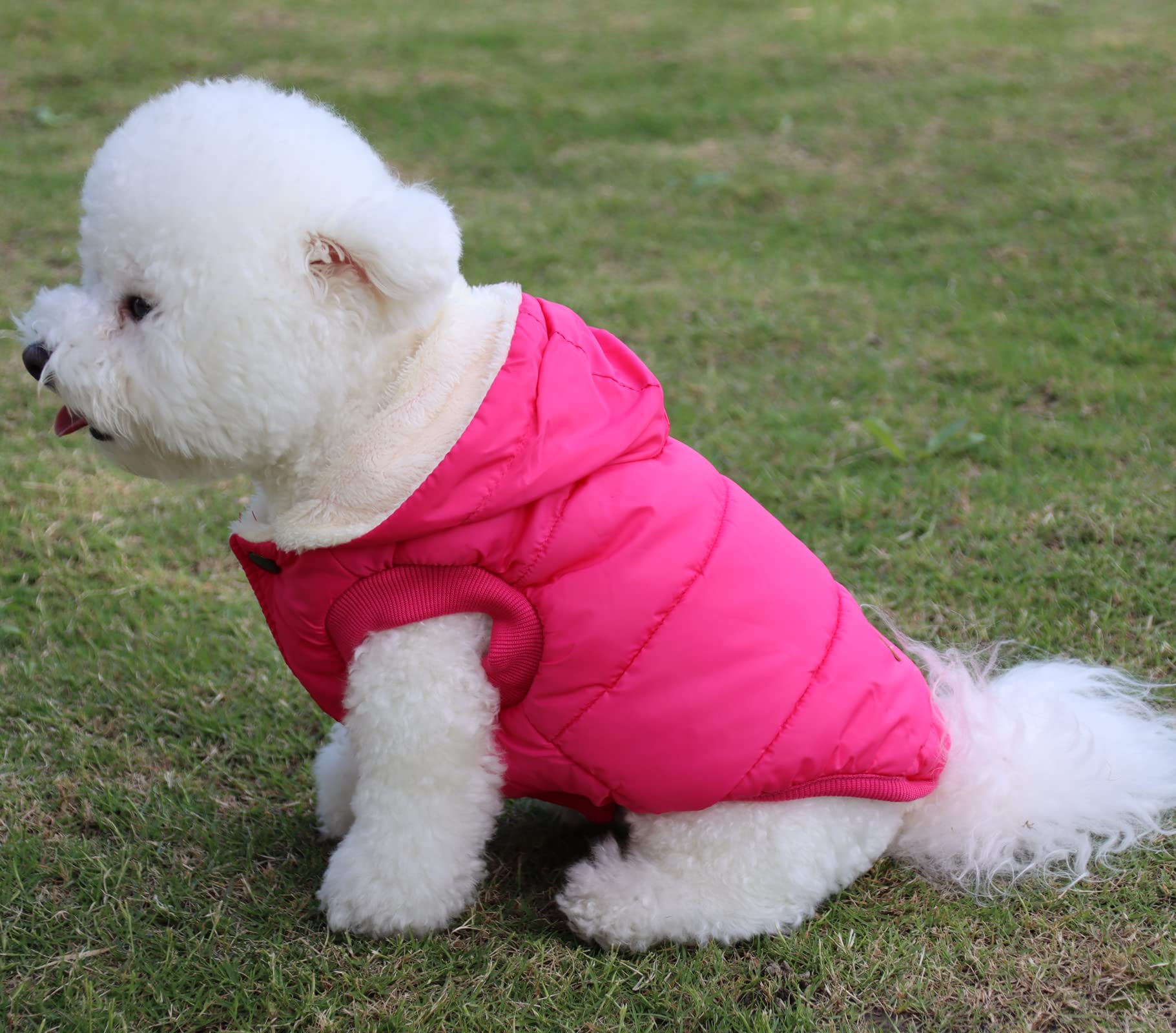 Vecomfy Fleece Lining Extra Warm Dog Hoodie In Winter For Medium Dogs Jacket Pet Coats With Hooded Pink L