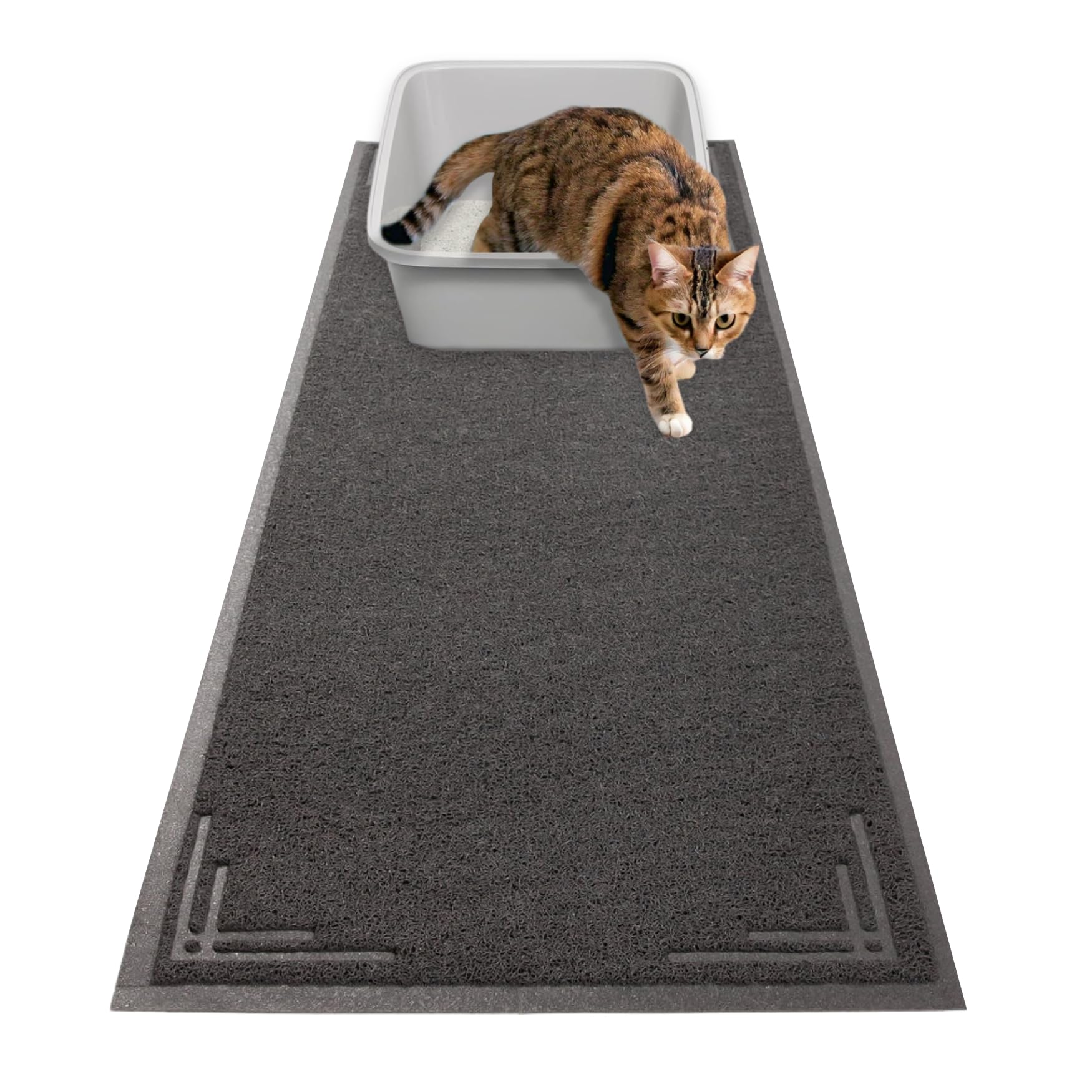 Long Litter Mat Runner 2x6 - Trap Dirt, Mud and Cat Litter - Premium Waterproof PVC Mesh, Non Slip Rubber Runner for Pets, Ent