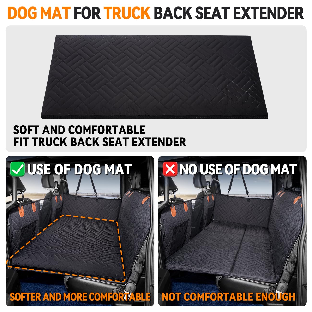 Yjgf Dog Mat For Back Seat Extender For Dogs,Dog Bed For Car Back Seat,Pet Mattress For Hard Bottom Car Seat Cover For Dogs (Bla