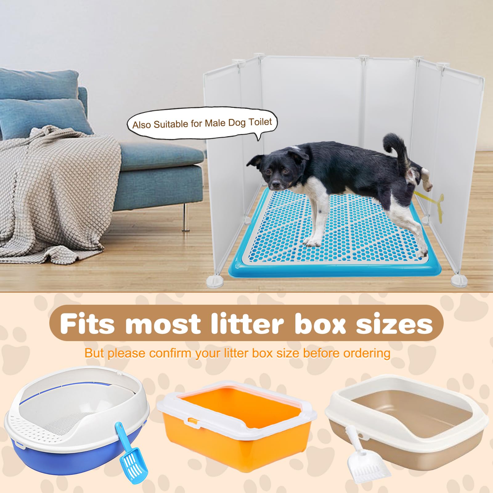 Fhtonge Extra Large Cat Litter Box Enclosure, Splash Guard And Privacy Screen For Open Top Litter Pan