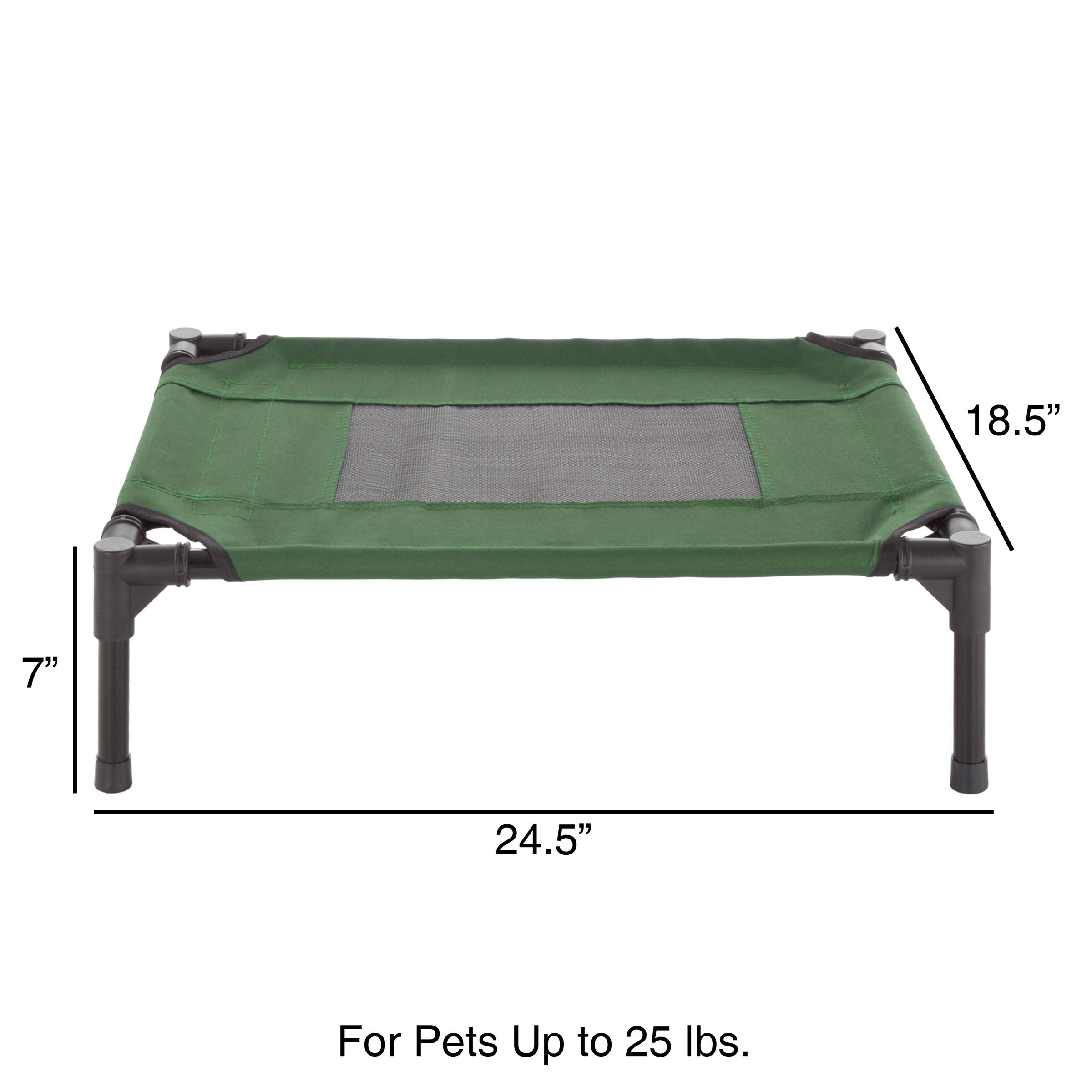 Elevated Dog Bed - 24.5X18.5 Portable Bed For Pets With Non-Slip Feet - Indoor/Outdoor Dog Cot Or Puppy Bed For Pets Up To 25Lbs By Petmaker (Green)
