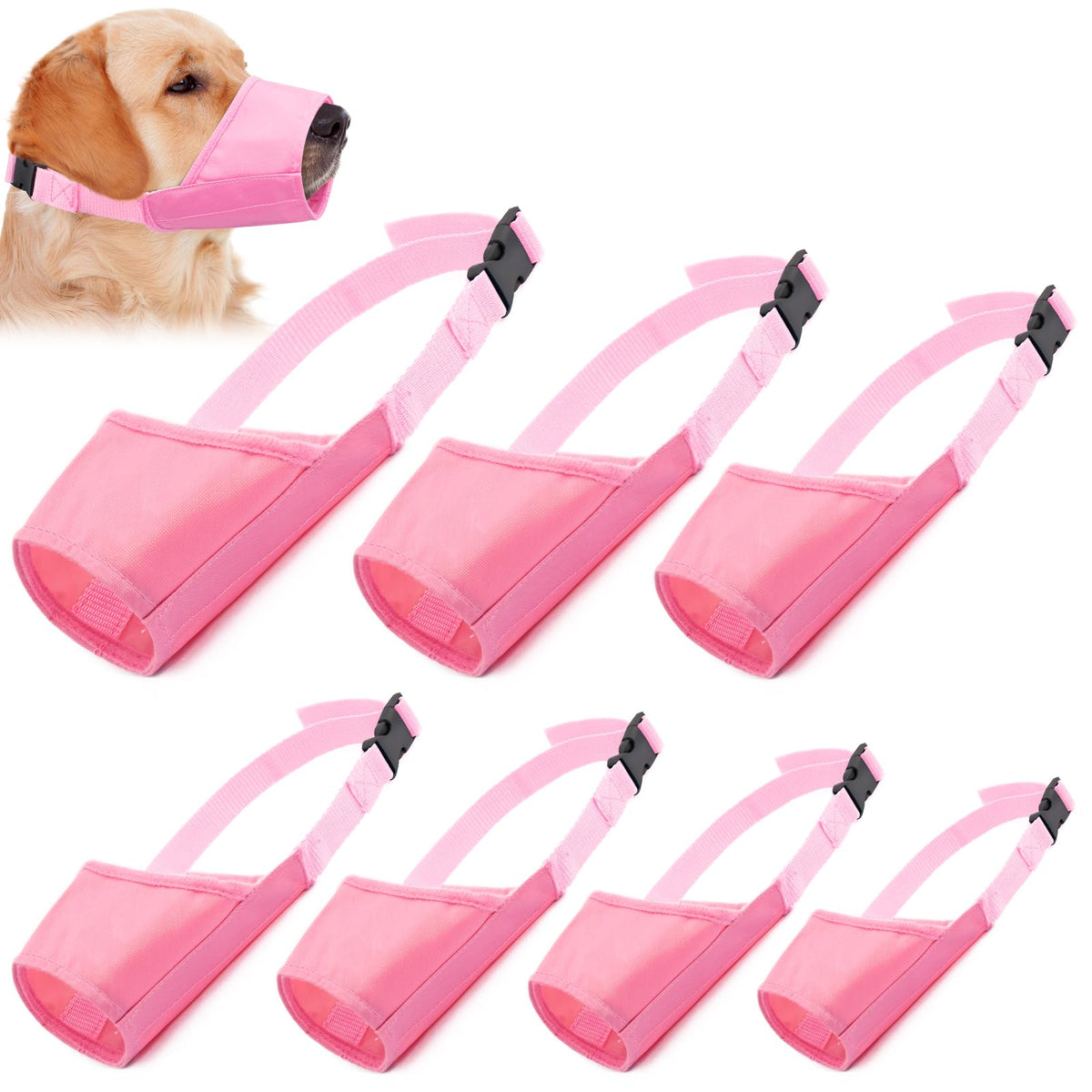 Coppthinktu Dog Muzzle Suit - 7Pcs Adjustable Muzzles For Small, Medium & Large Dogs - Soft, Comfortable Mouth Cover For Long Sn